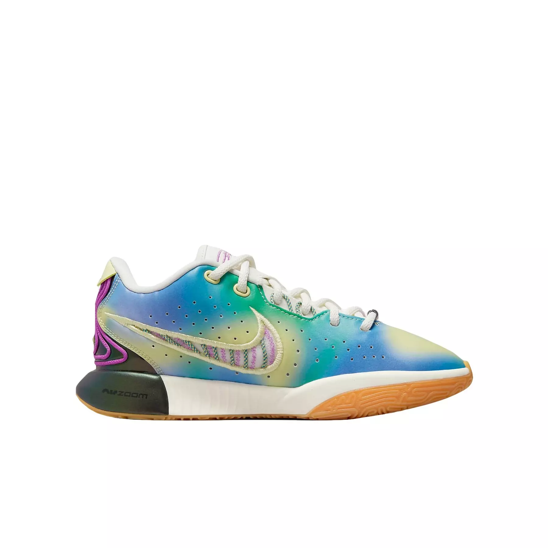 Nike LeBron XXI SE "Multi-Color/Luminous Green/Fuchsia Dream/Sail" Grade School Boys' Basketball Shoe - MULTI COLOR/GREEN/FUCHSIA/SAIL