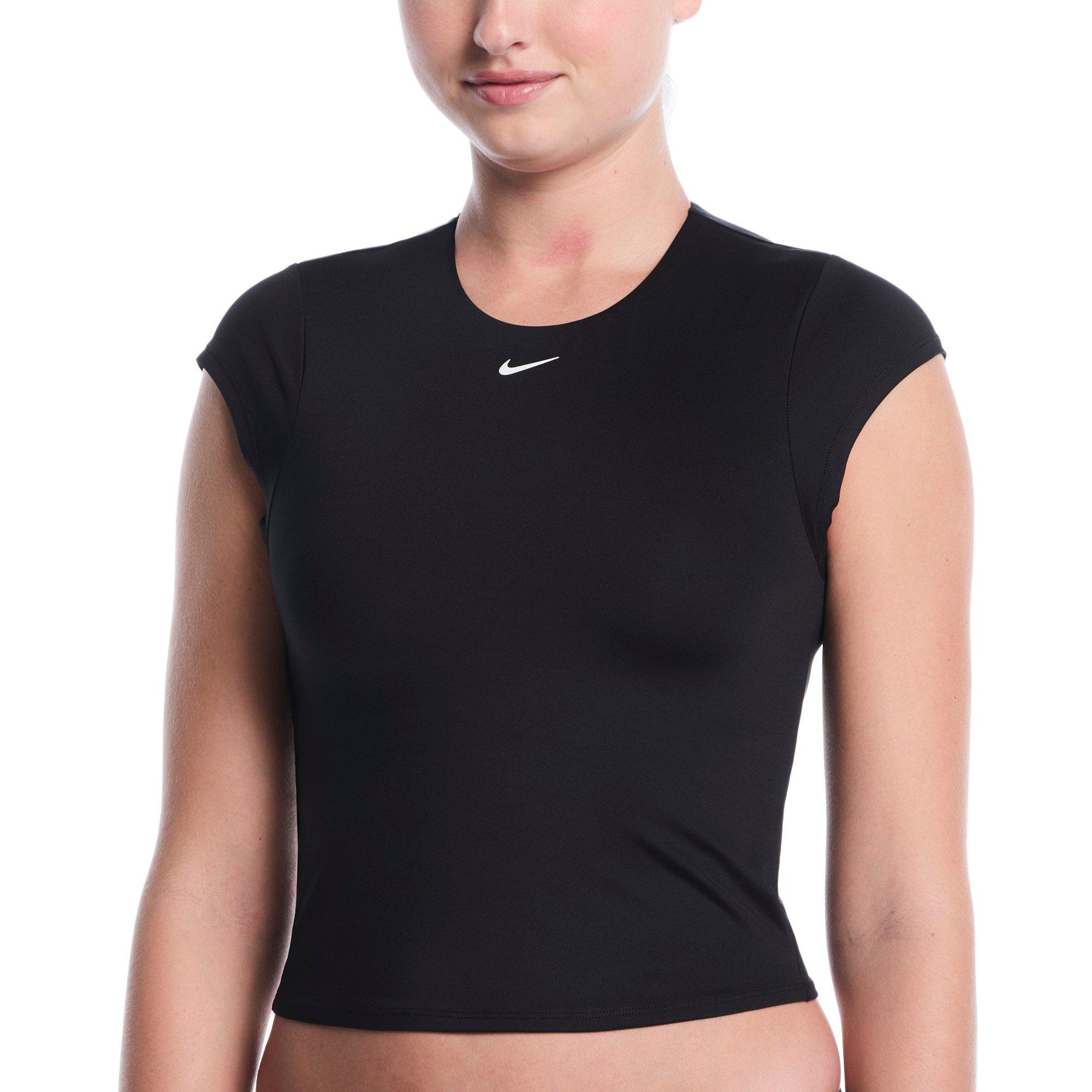 Nike Women's Swim Effortless Essential Cap Sleeve Swim Top - BLACK Thumbnail View 1