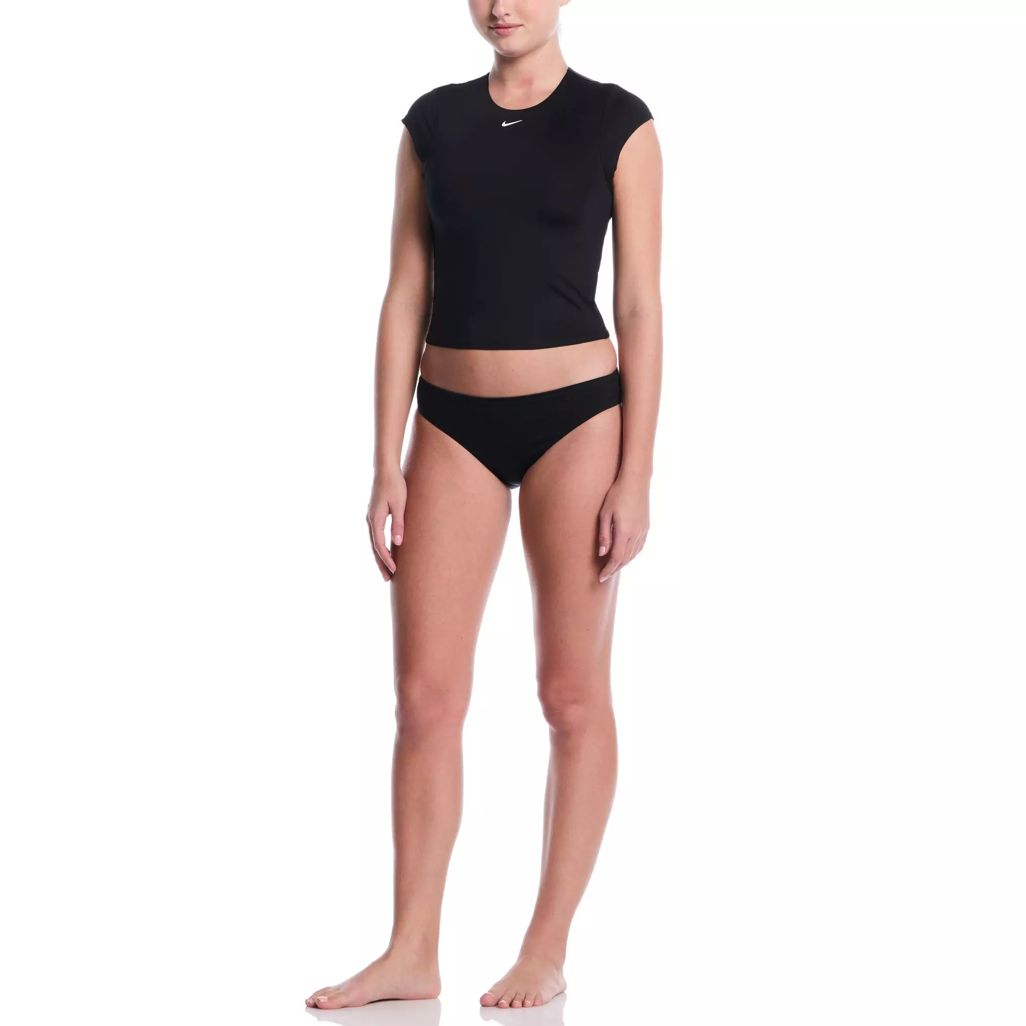 Nike Women's Swim Effortless Essential Cap Sleeve Swim Top - BLACK