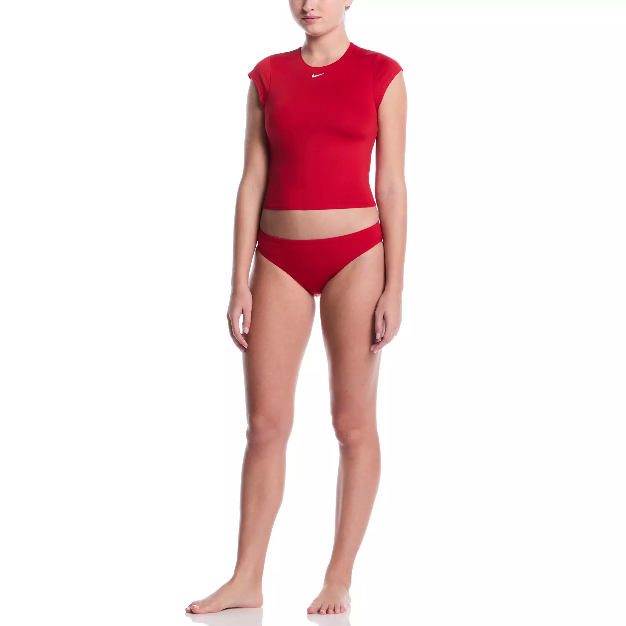 Nike Women's Swim Effortless Essential Cap Sleeve Swim Top - RED