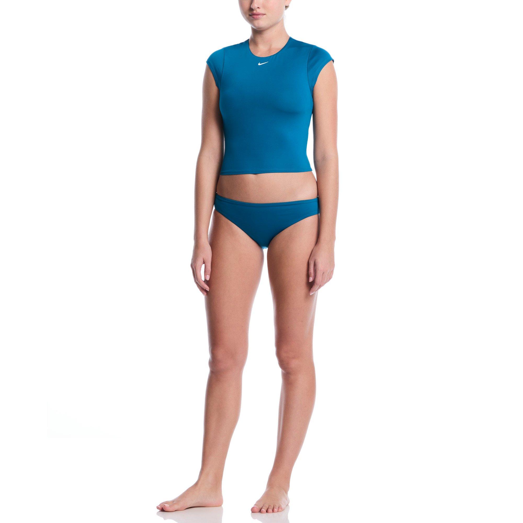 Nike Women's Swim Effortless Essential Cap Sleeve Swim Top - TEAL Thumbnail View 4