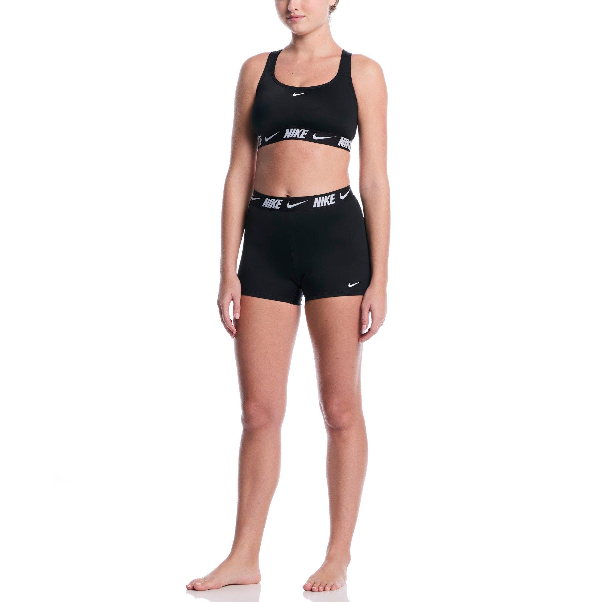 Nike Women's Swim Logo Tape Racerback Bikini Top - BLACK Thumbnail View 4