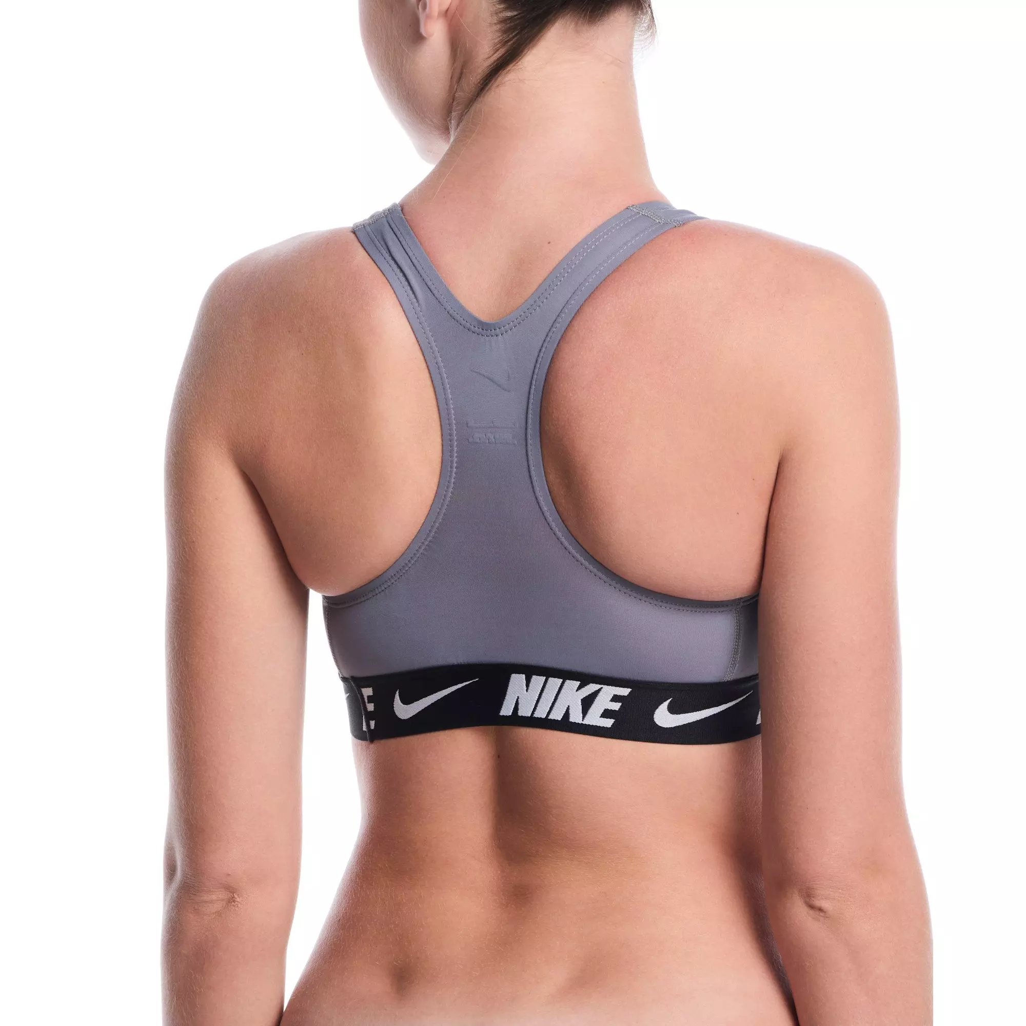 Nike Women's Swim Logo Tape Racerback Bikini Top - GREY