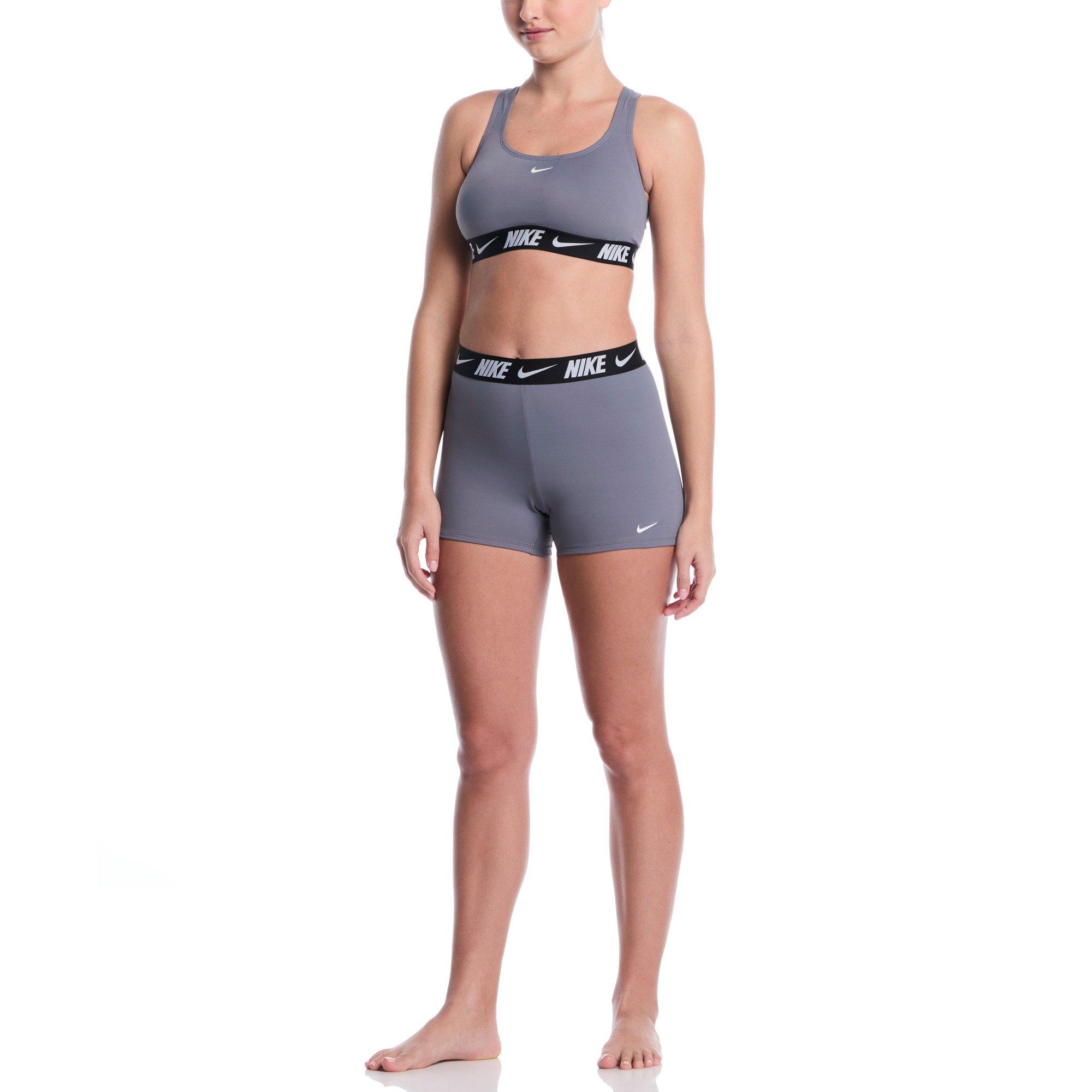 Nike Women's Swim Logo Tape Racerback Bikini Top - GREY Thumbnail View 4