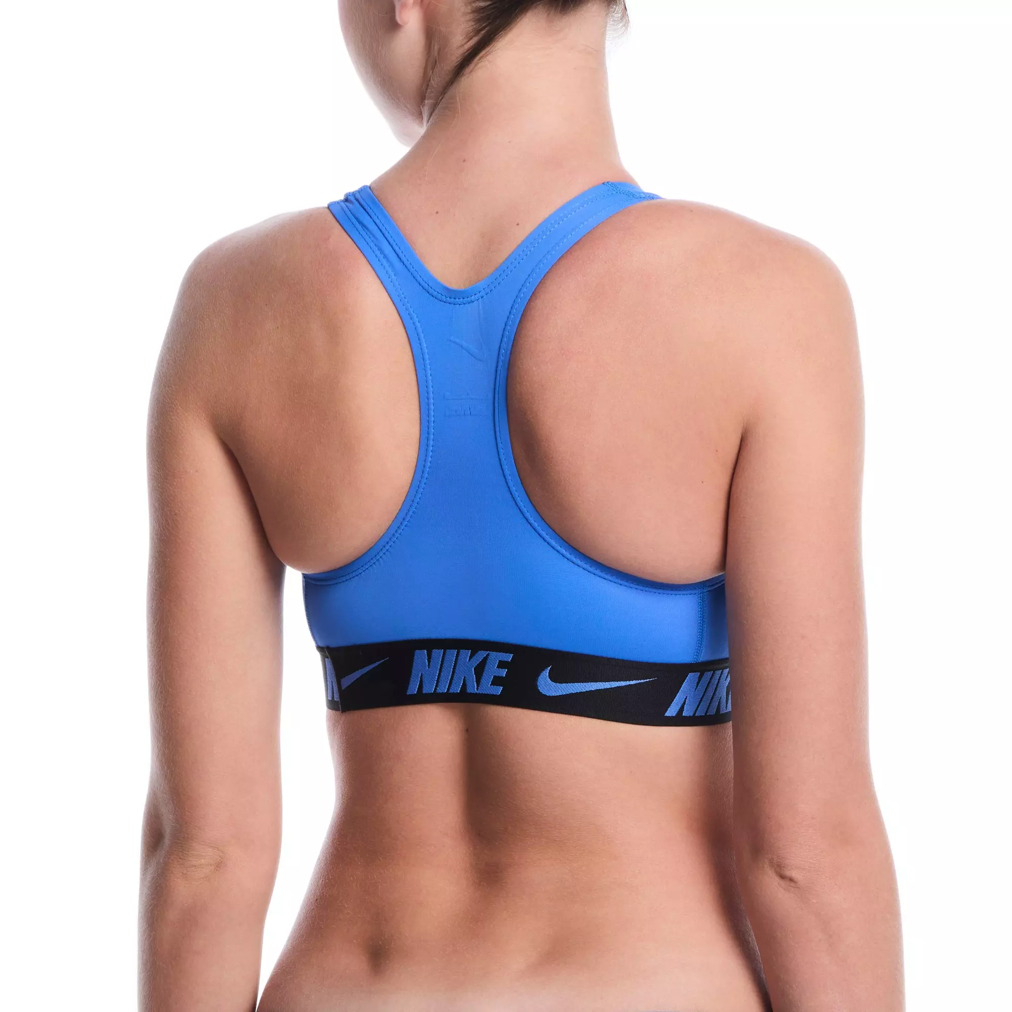 Nike Women's Swim Logo Tape Racerback Bikini Top - BLUE