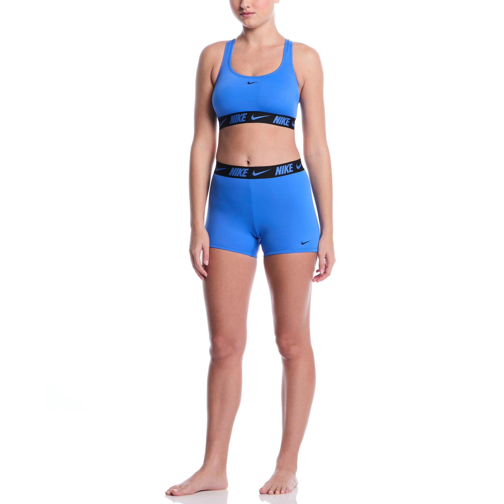 Nike Women's Swim Logo Tape Racerback Bikini Top - BLUE Thumbnail View 4