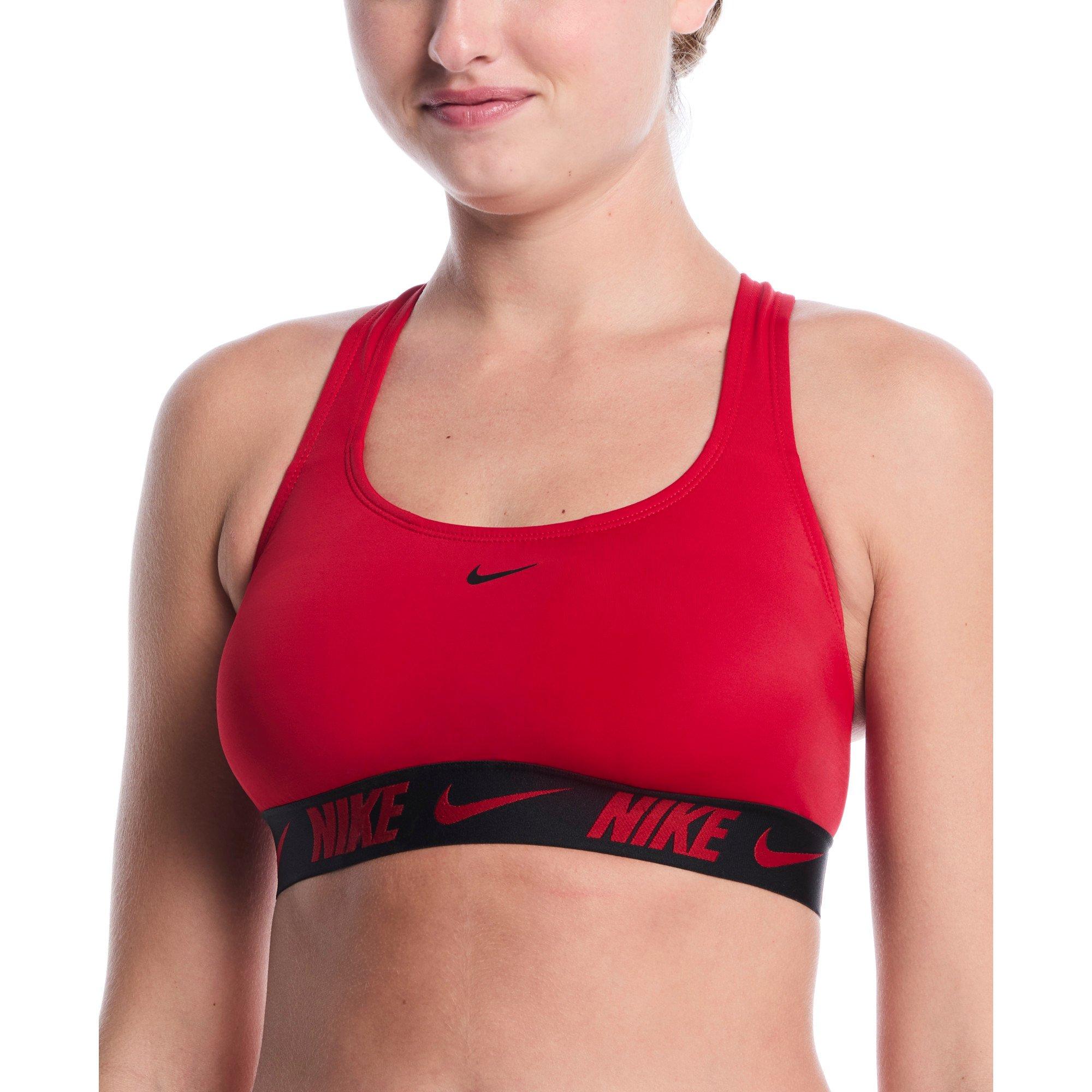 Nike Women's Swim Logo Tape Racerback Bikini Top - RED Thumbnail View 1