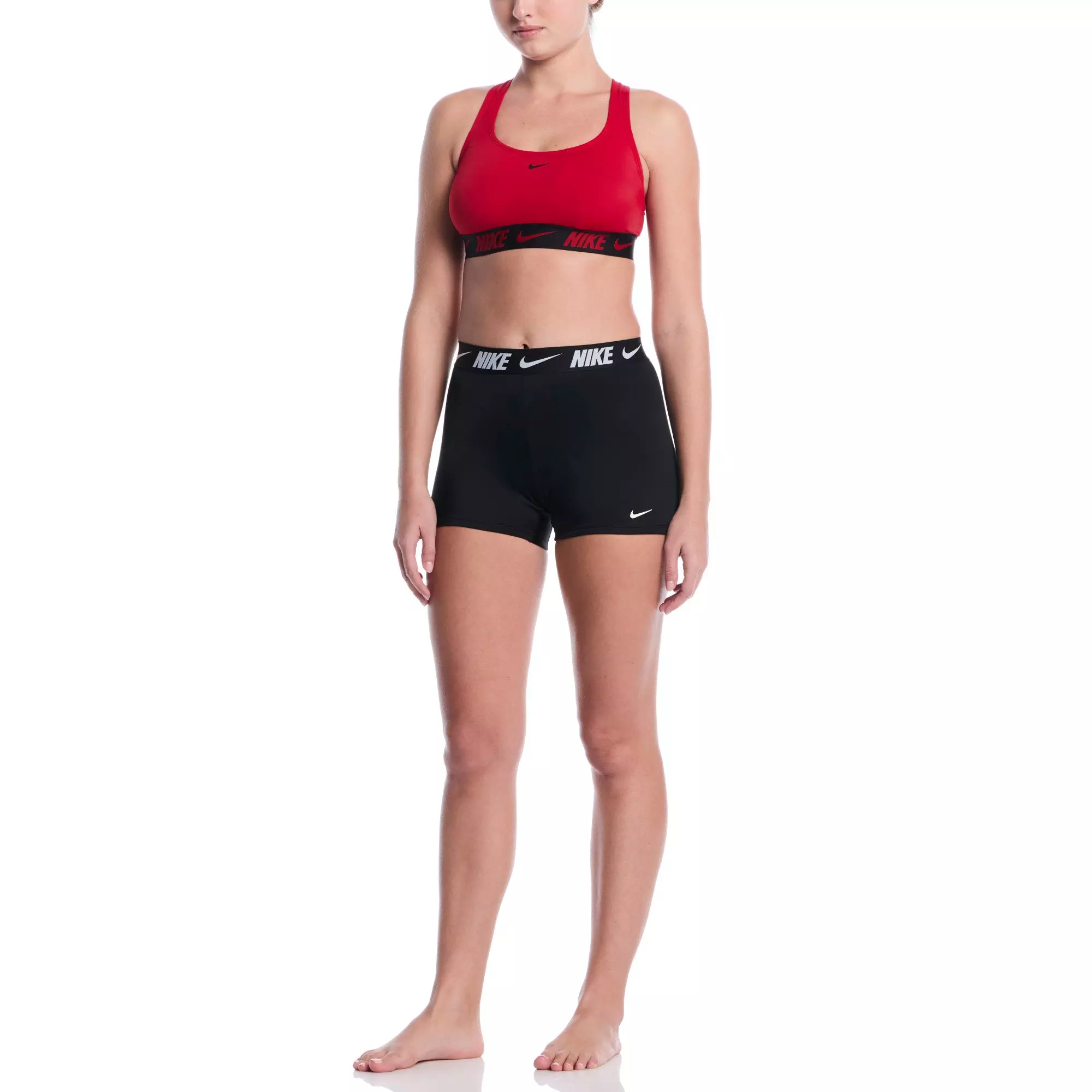 Nike Women's Swim Logo Tape Racerback Bikini Top - RED