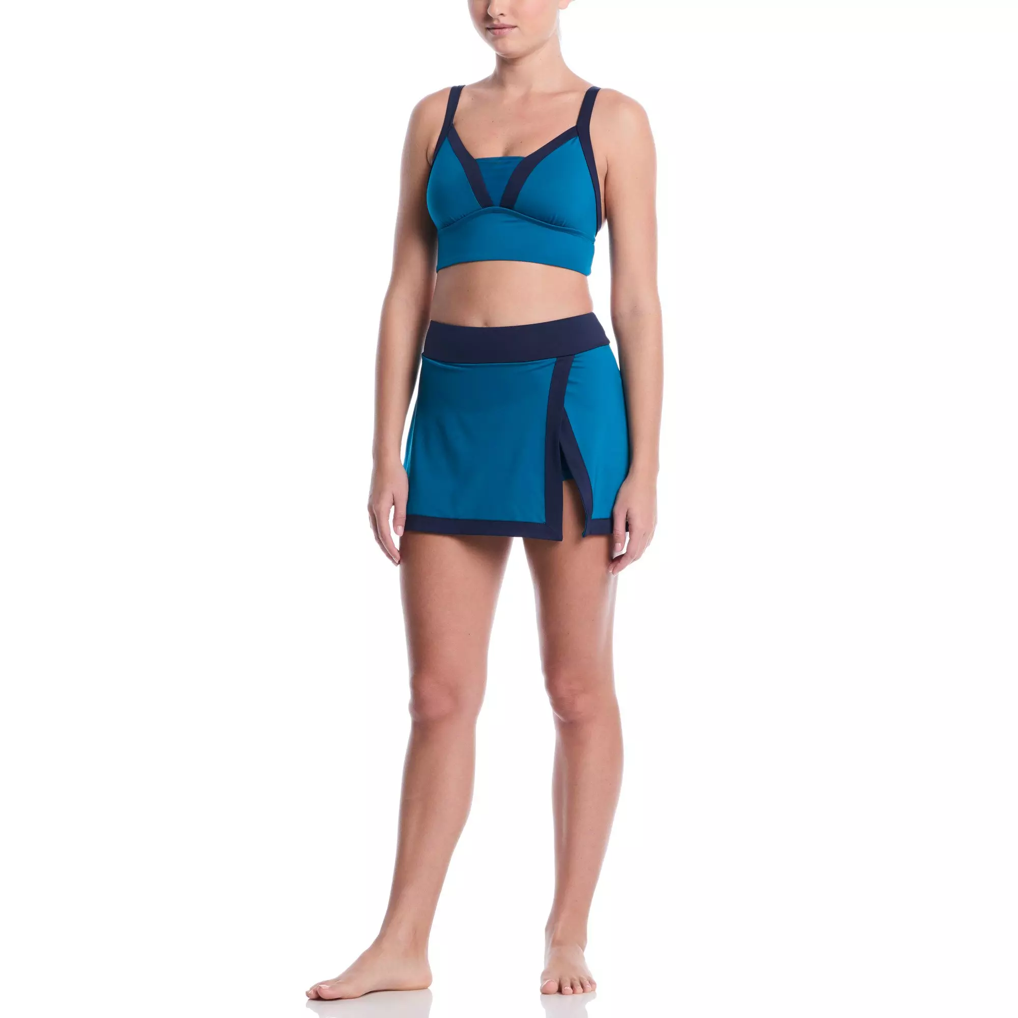 Nike Women's Swim Bold Color Block Midkini - BLUE