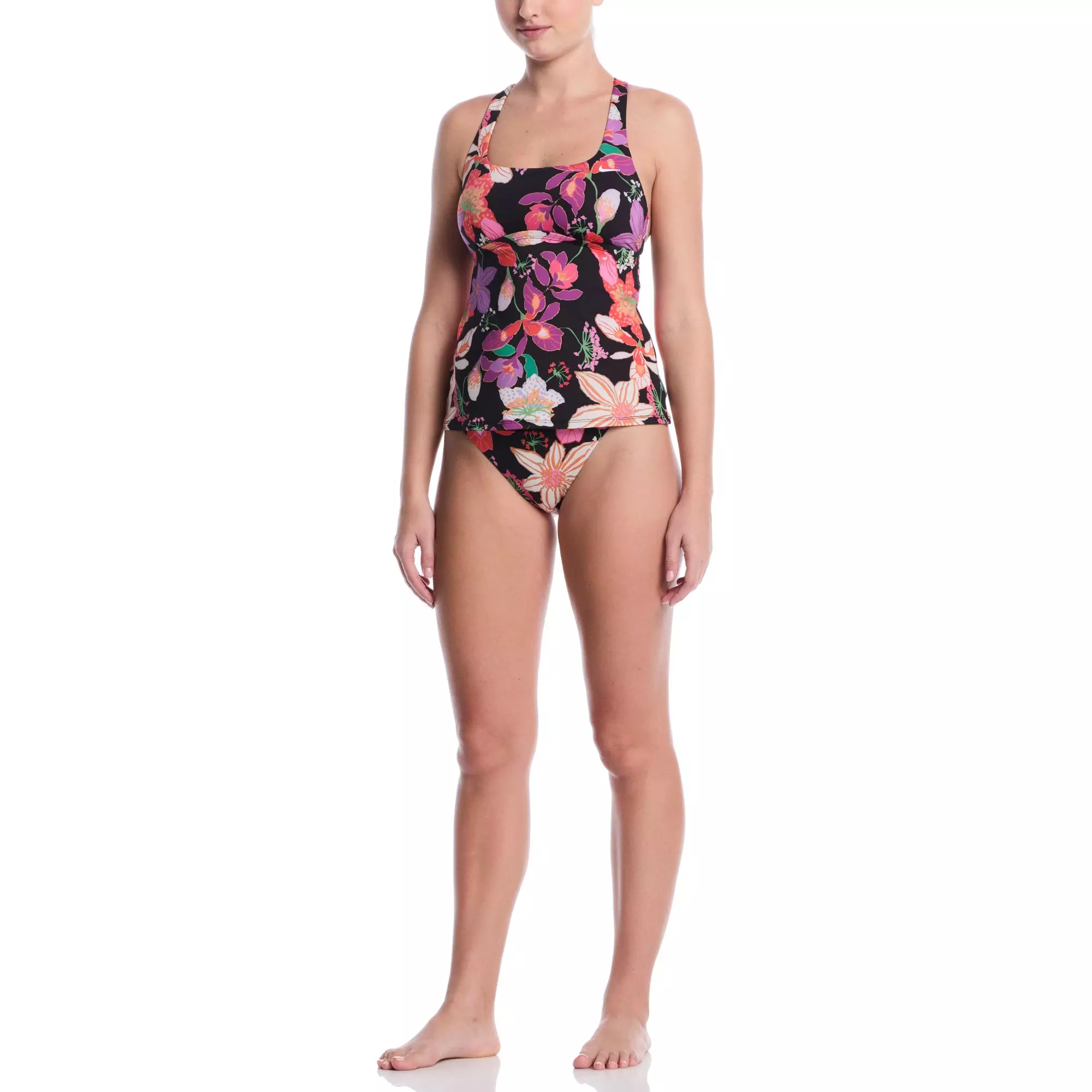 Nike Women's Swim Square Neck Tankini - BLACK