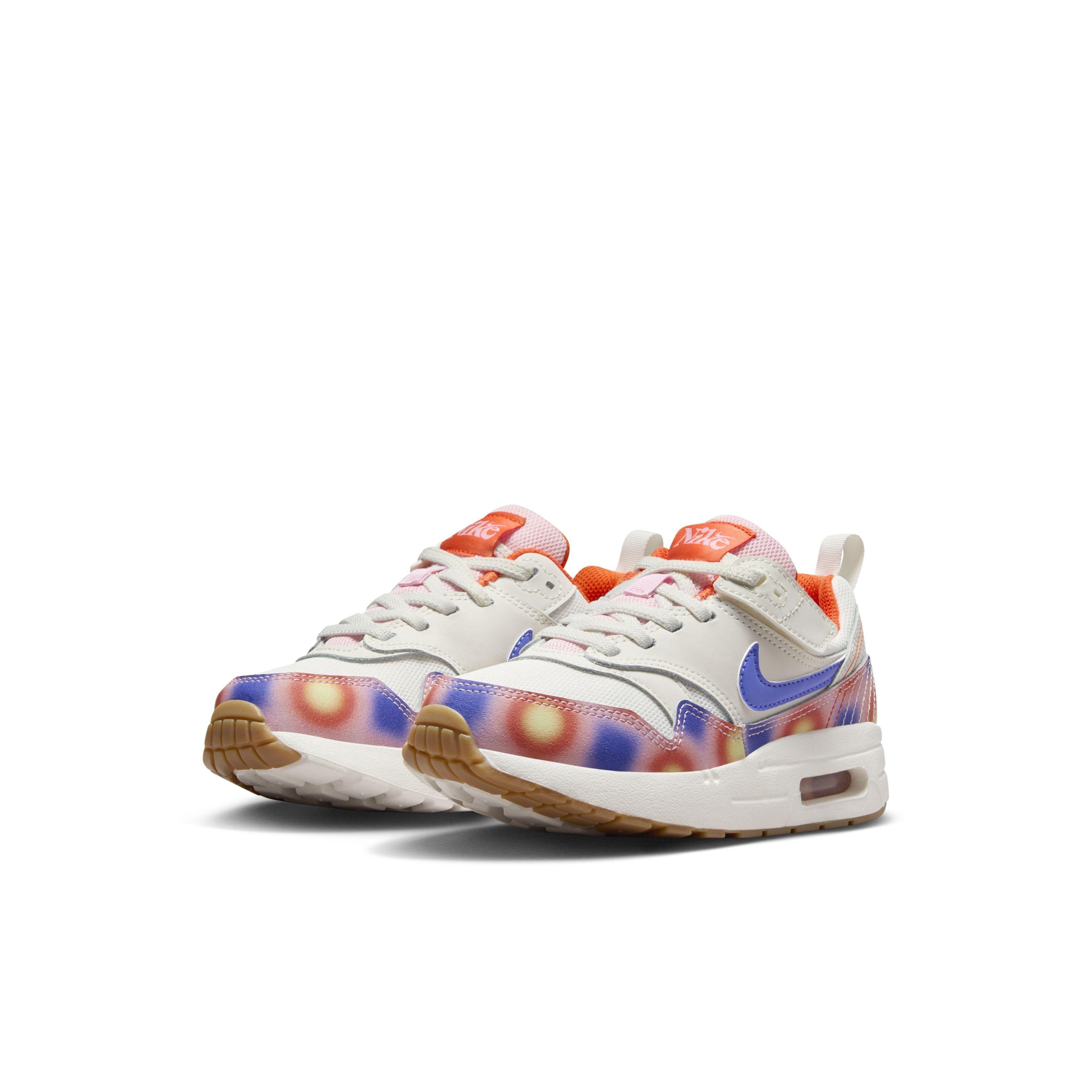 Nike Air Max 1 SE EasyOn "Sail/Blue Joy/Safety Orange/Football Grey" Preschool Girls' Shoe - WHITE/ORANGE/BLUE Thumbnail View 3