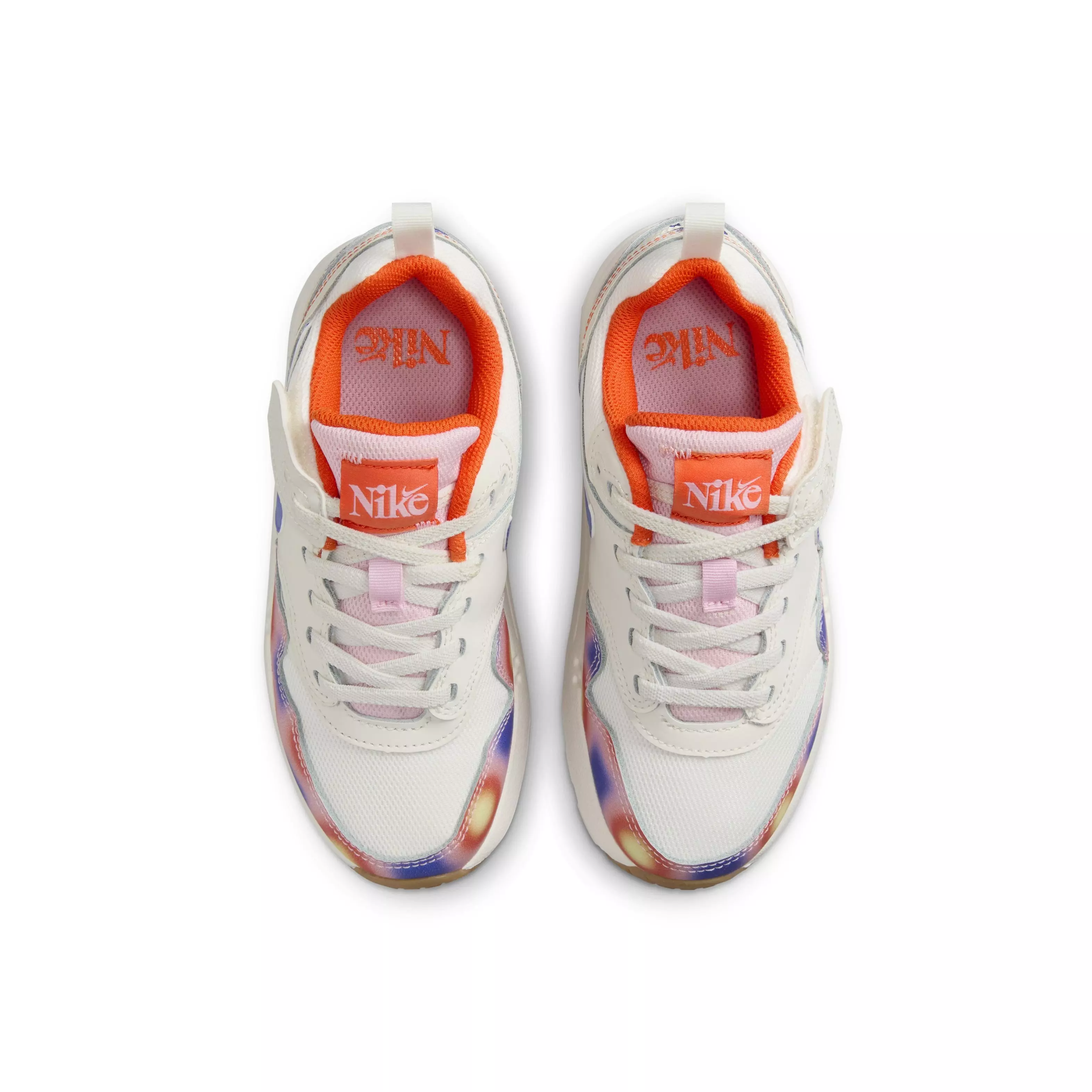 Nike Air Max 1 SE EasyOn "Sail/Blue Joy/Safety Orange/Football Grey" Preschool Girls' Shoe - WHITE/ORANGE/BLUE
