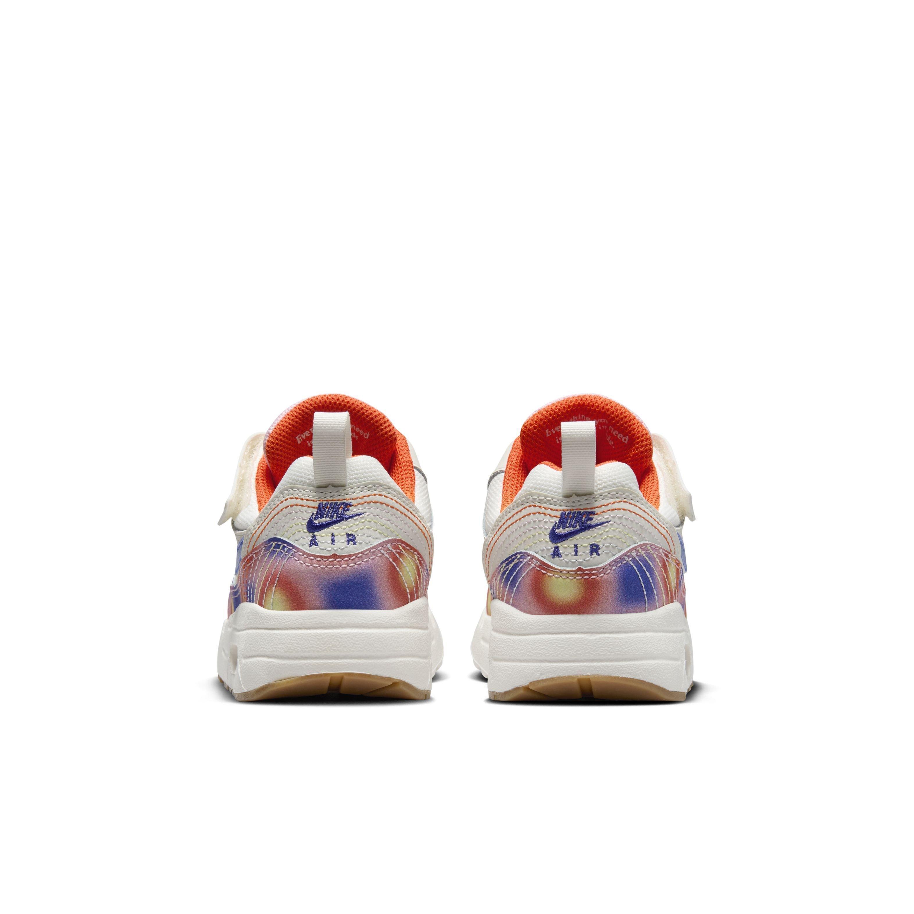 Nike Air Max 1 SE EasyOn "Sail/Blue Joy/Safety Orange/Football Grey" Preschool Girls' Shoe - WHITE/ORANGE/BLUE Thumbnail View 5