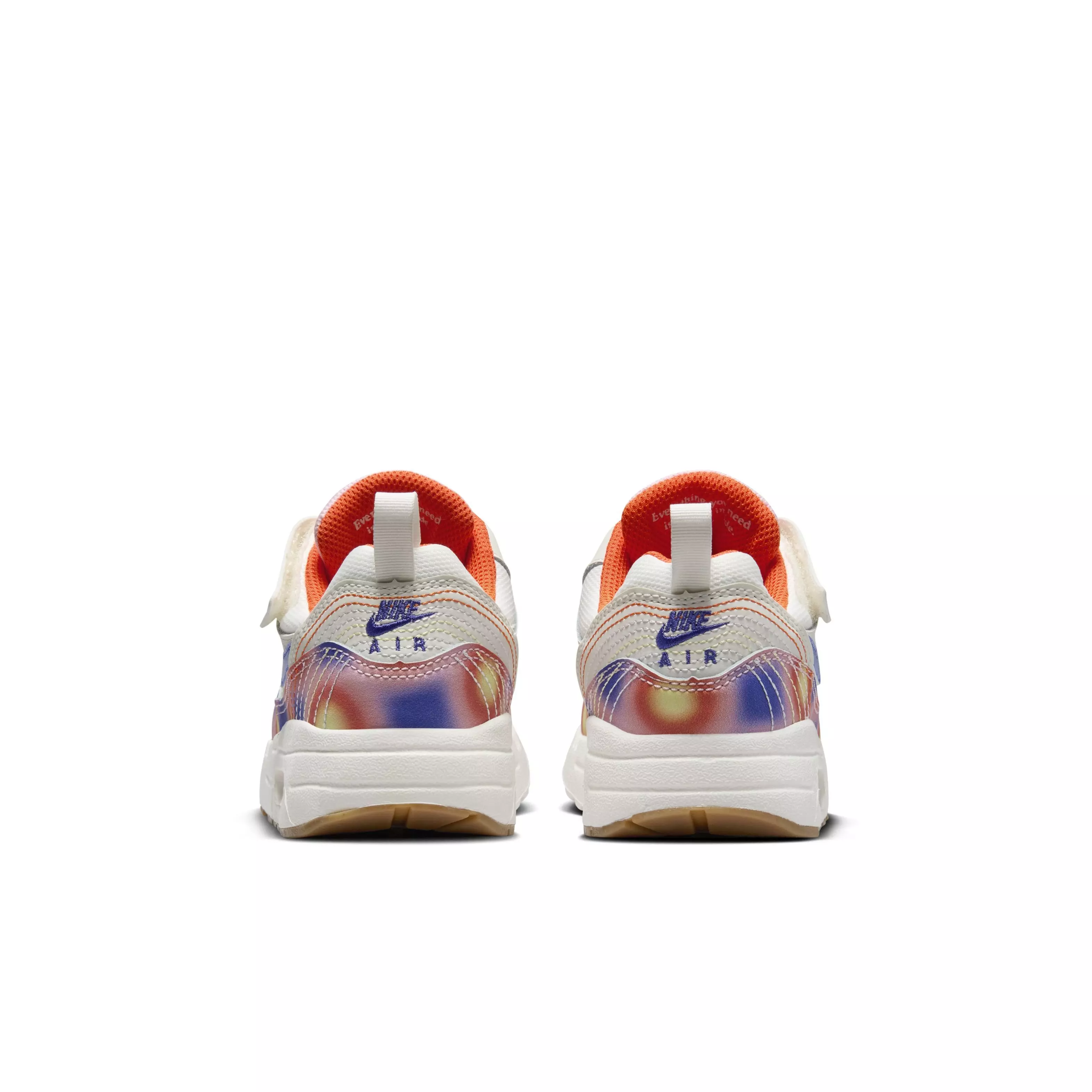 Nike Air Max 1 SE EasyOn "Sail/Blue Joy/Safety Orange/Football Grey" Preschool Girls' Shoe - WHITE/ORANGE/BLUE