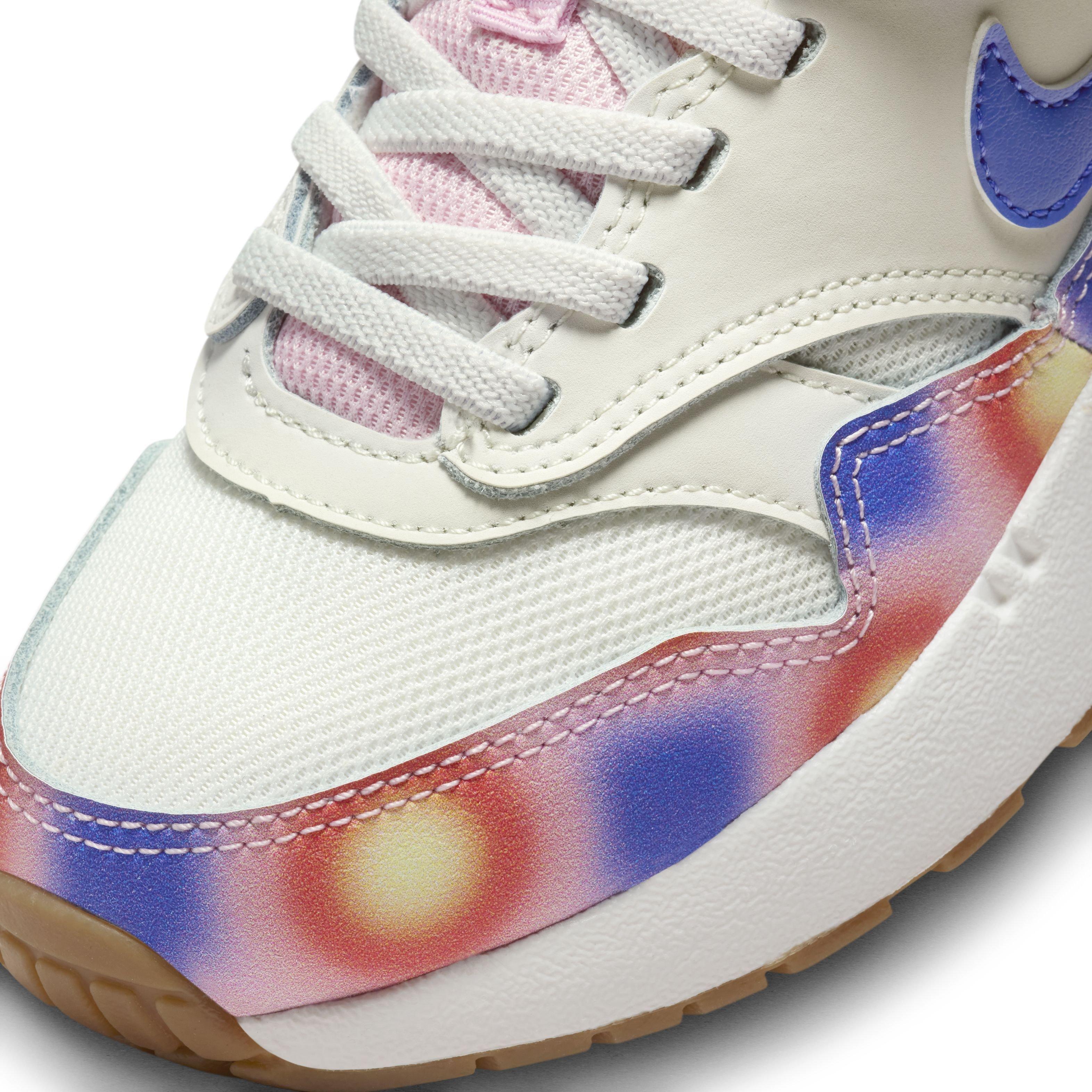Nike Air Max 1 SE EasyOn "Sail/Blue Joy/Safety Orange/Football Grey" Preschool Girls' Shoe - WHITE/ORANGE/BLUE Thumbnail View 7