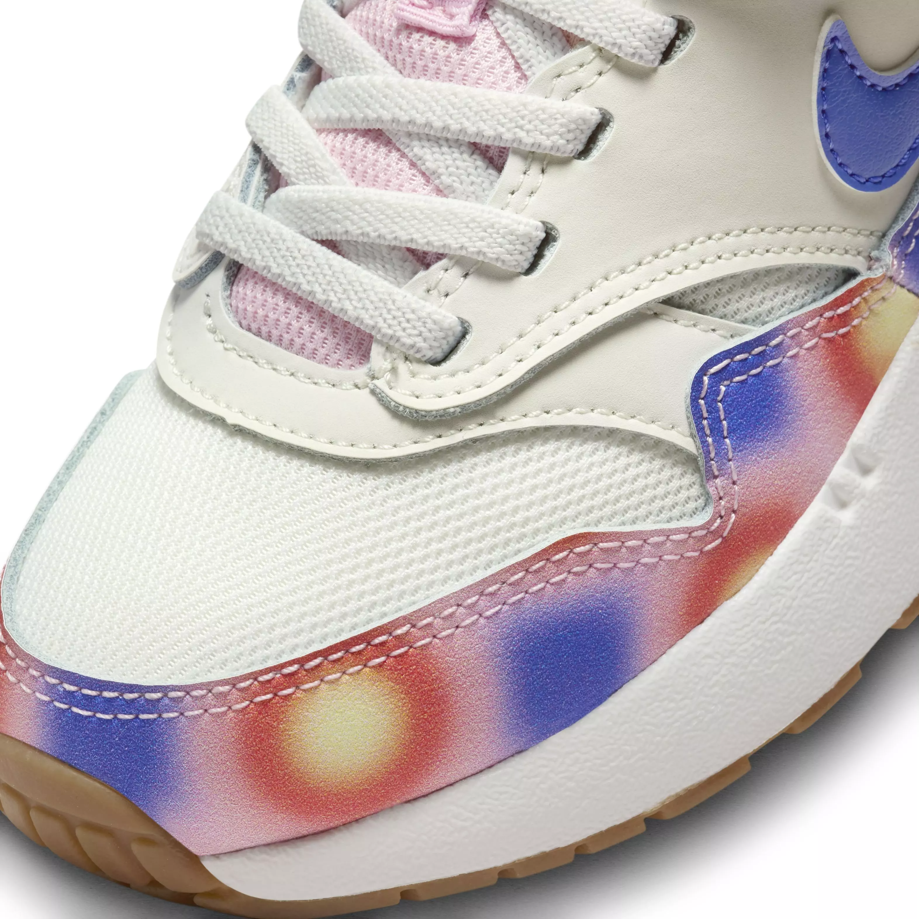 Nike Air Max 1 SE EasyOn "Sail/Blue Joy/Safety Orange/Football Grey" Preschool Girls' Shoe - WHITE/ORANGE/BLUE