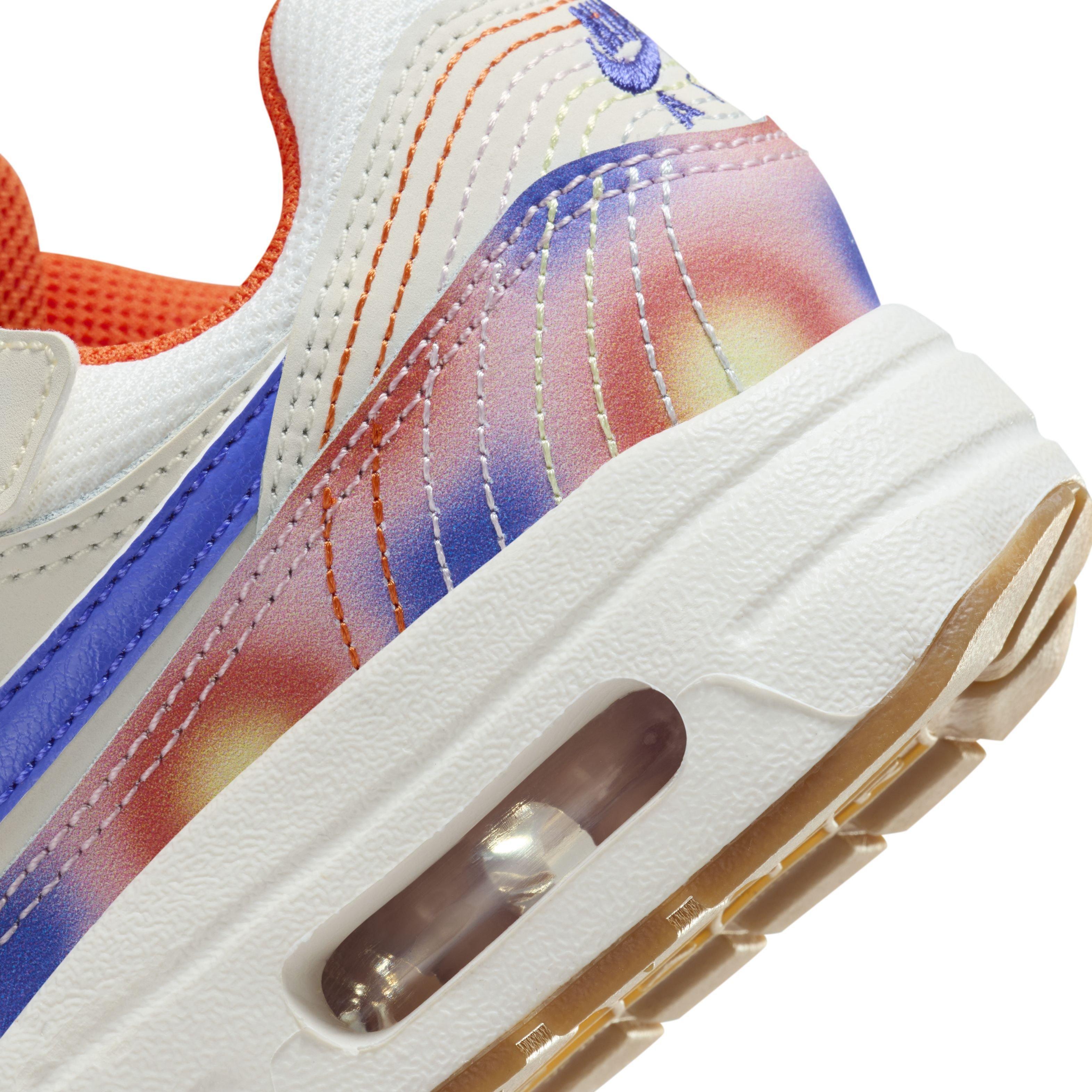 Nike Air Max 1 SE EasyOn "Sail/Blue Joy/Safety Orange/Football Grey" Preschool Girls' Shoe - WHITE/ORANGE/BLUE Thumbnail View 8
