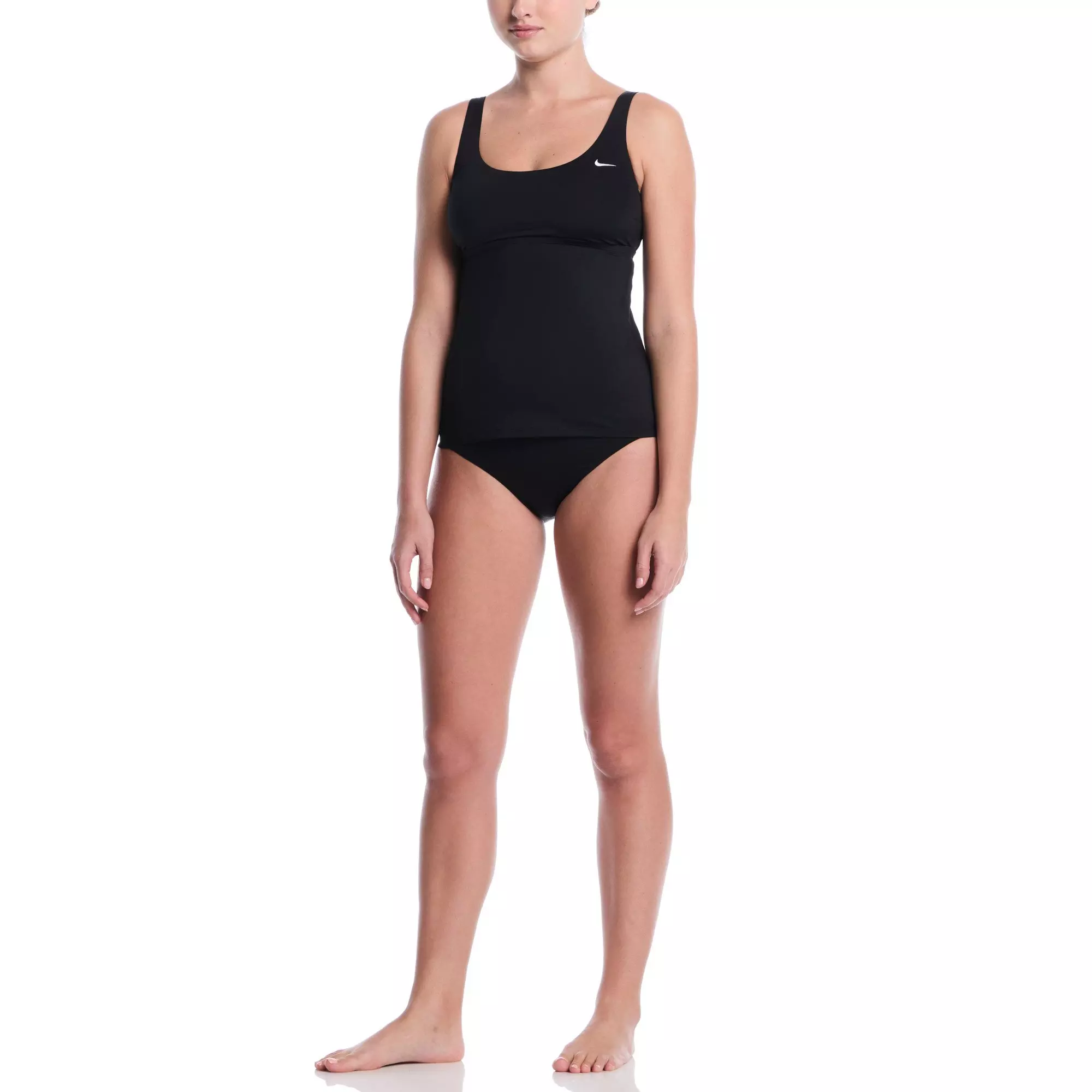 Nike Women's Swim Scoop Neck Tankini - BLACK