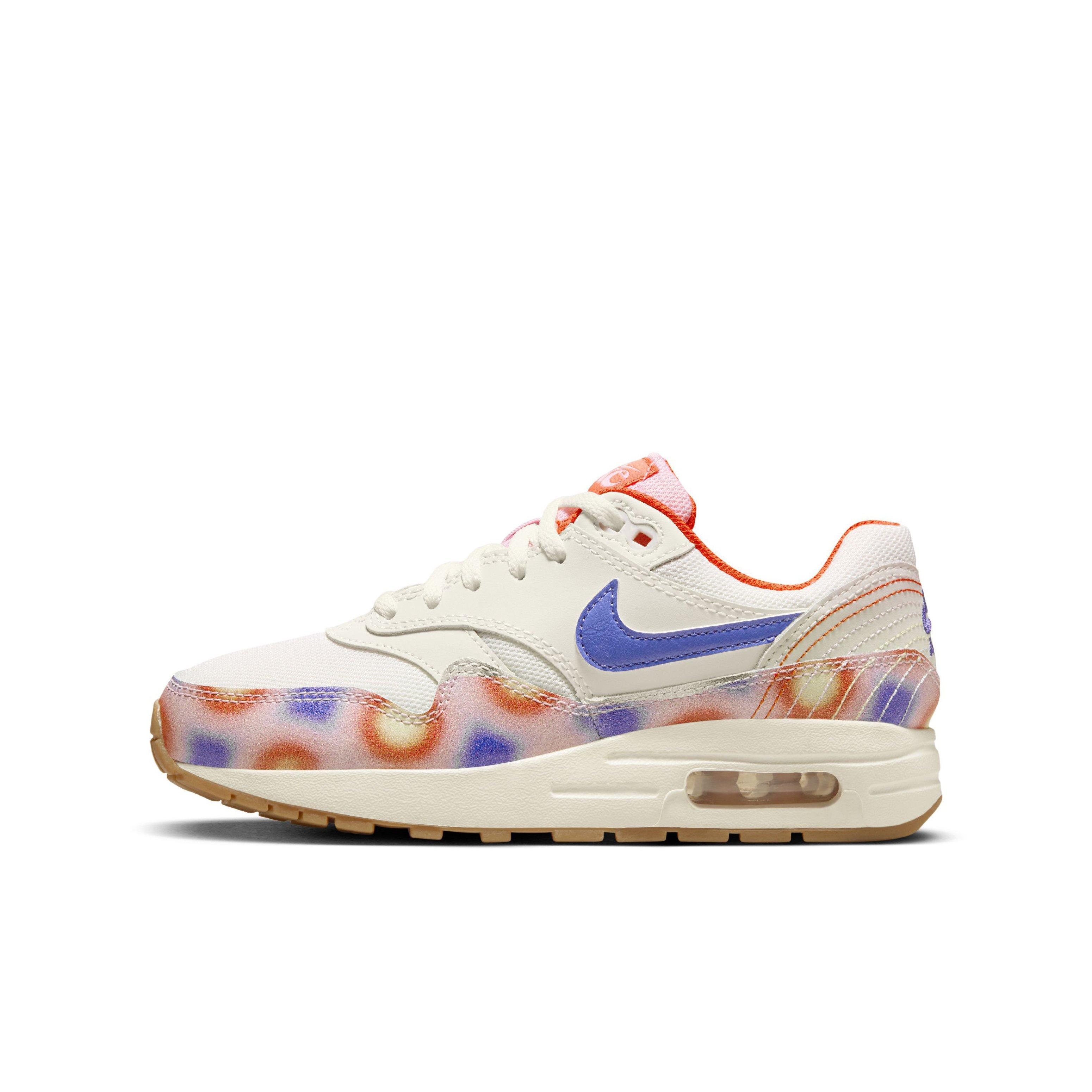 Nike Air Max 1 SE Grade School Girls' "Sail/Blue Joy/Safety Orange/Football Grey" Shoe