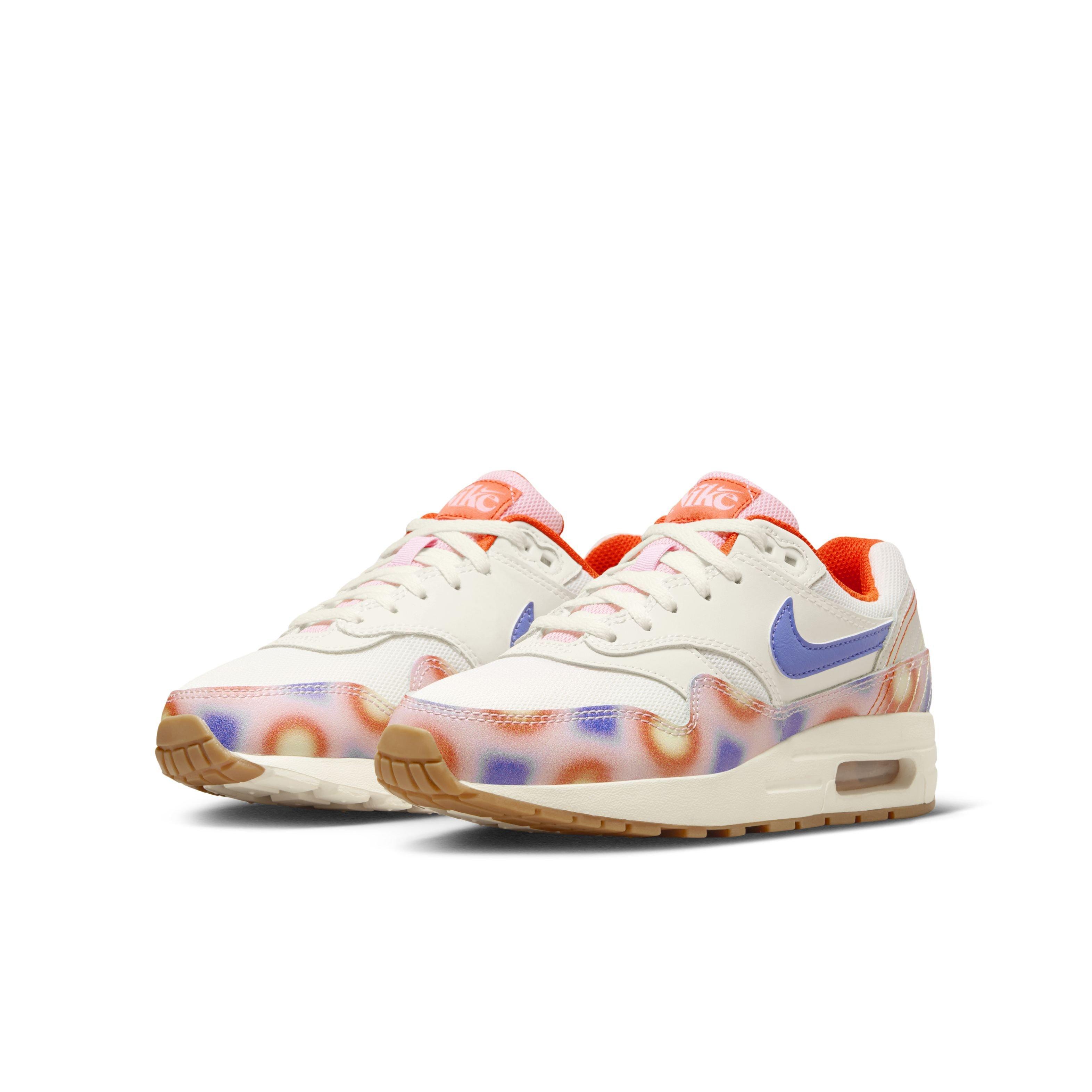 Nike Air Max 1 SE Grade School Girls' "Sail/Blue Joy/Safety Orange/Football Grey" Shoe