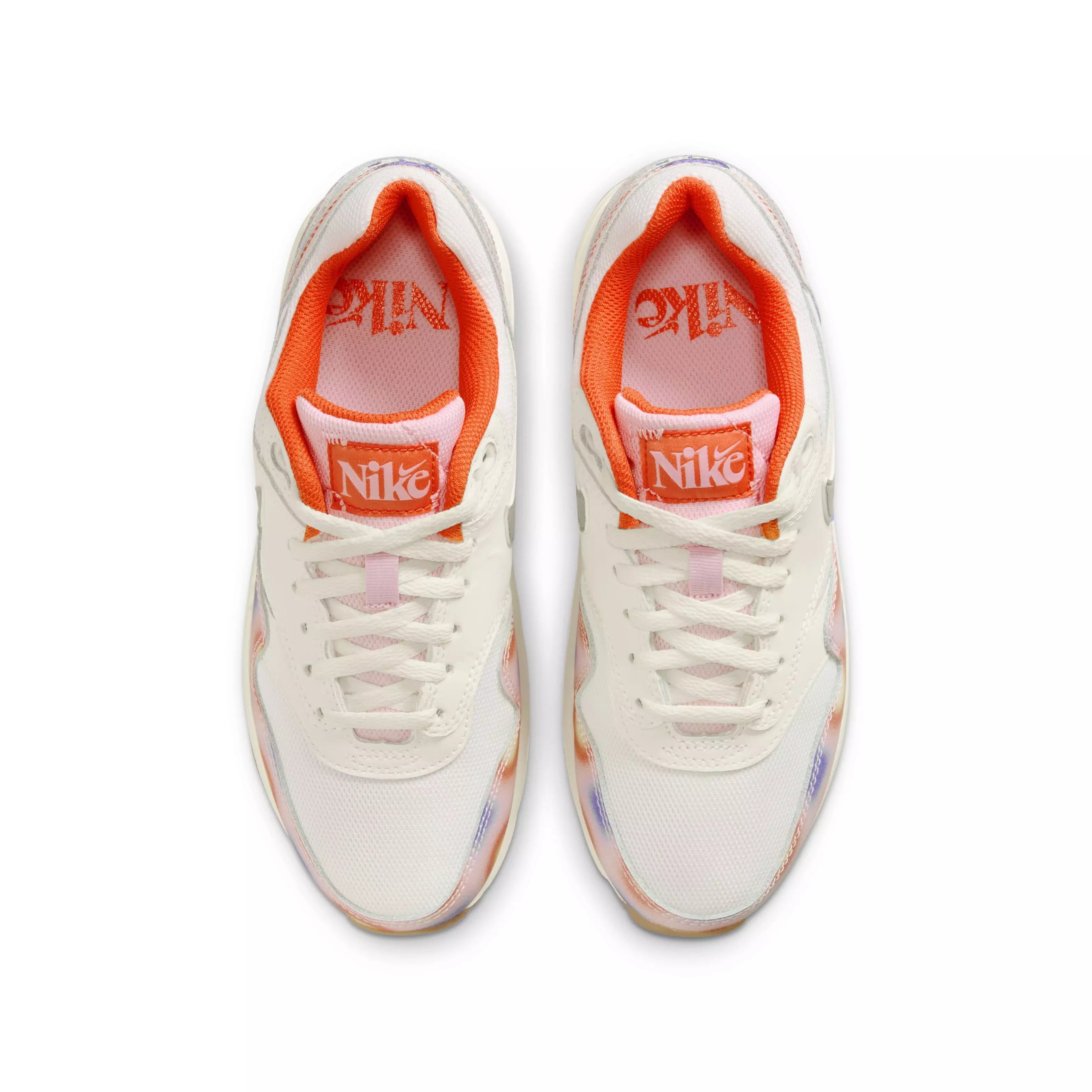 Nike Air Max 1 SE "Sail/Blue Joy/Safety Orange/Football Grey" Grade School Girls' Shoe - WHITE/ORANGE/BLUE