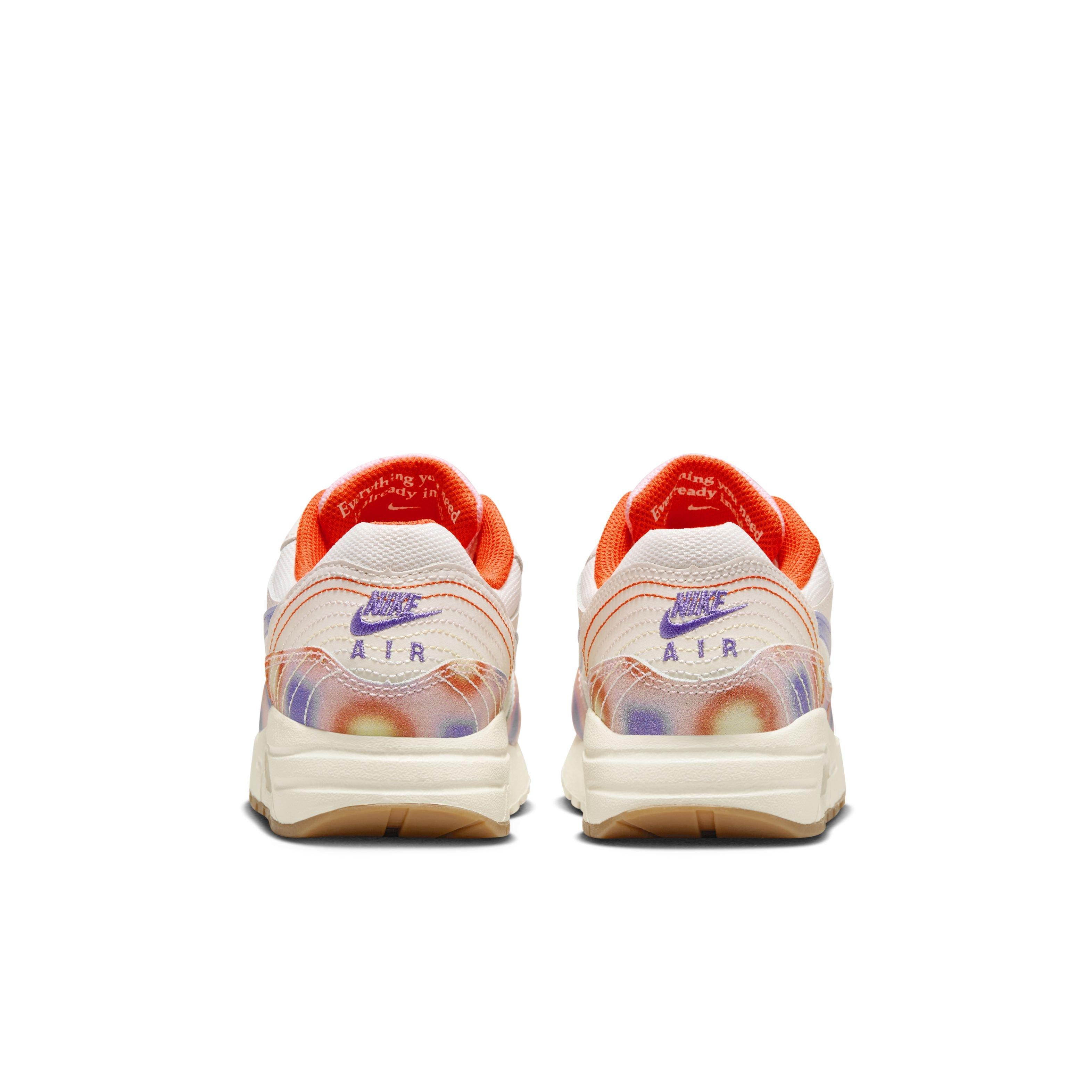 Nike Air Max 1 SE Grade School Girls' "Sail/Blue Joy/Safety Orange/Football Grey" Shoe