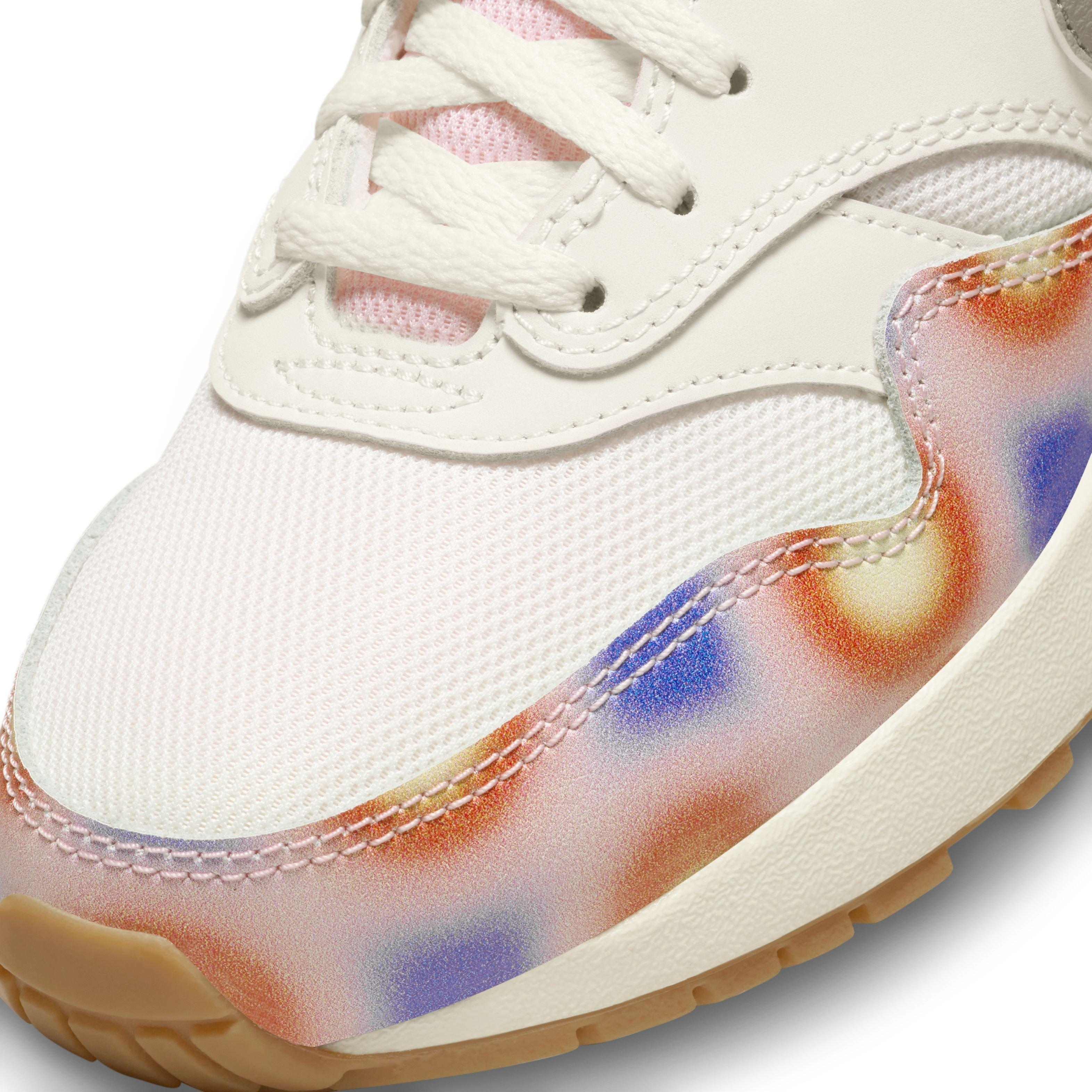 Nike Air Max 1 SE Grade School Girls' "Sail/Blue Joy/Safety Orange/Football Grey" Shoe