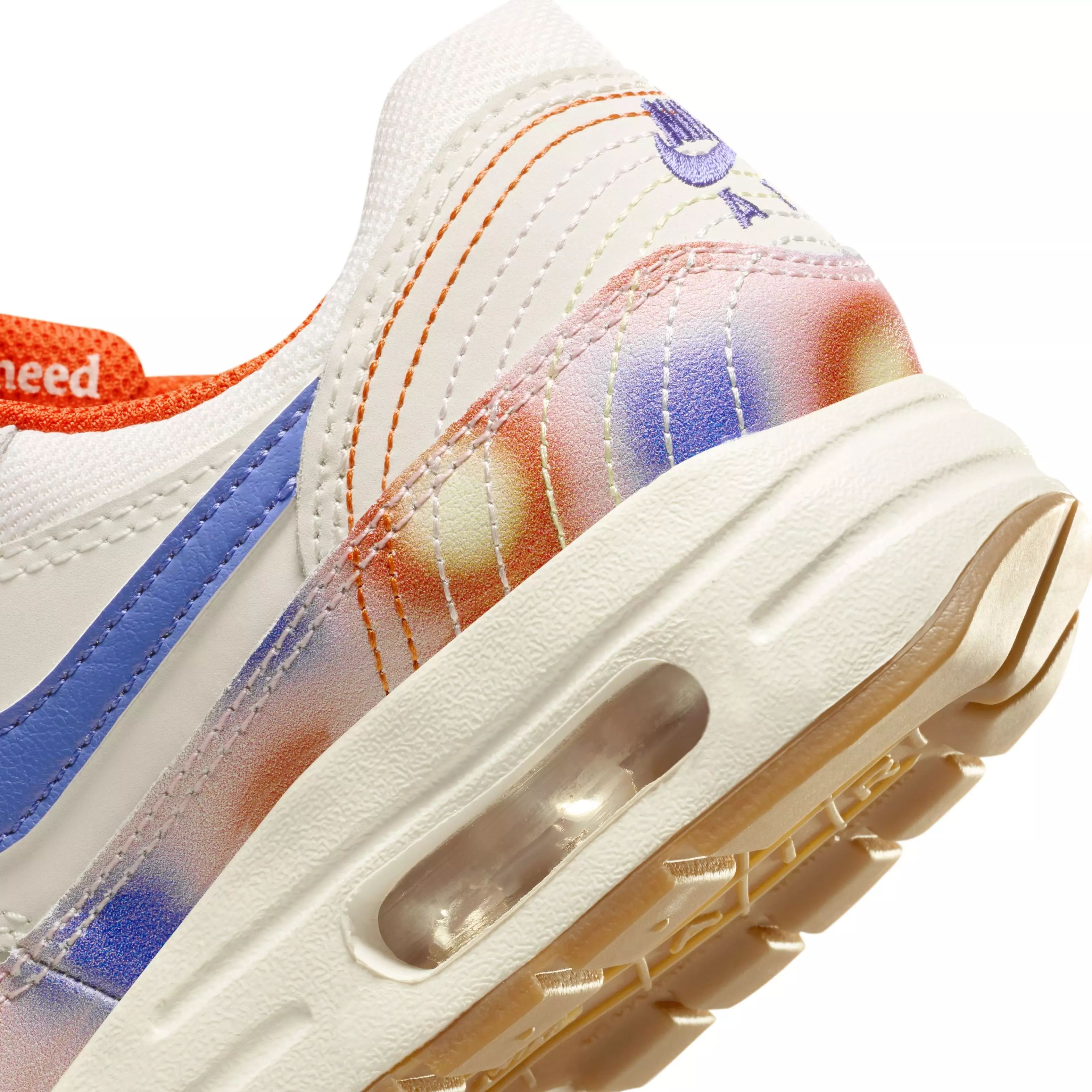 Nike Air Max 1 SE "Sail/Blue Joy/Safety Orange/Football Grey" Grade School Girls' Shoe - WHITE/ORANGE/BLUE