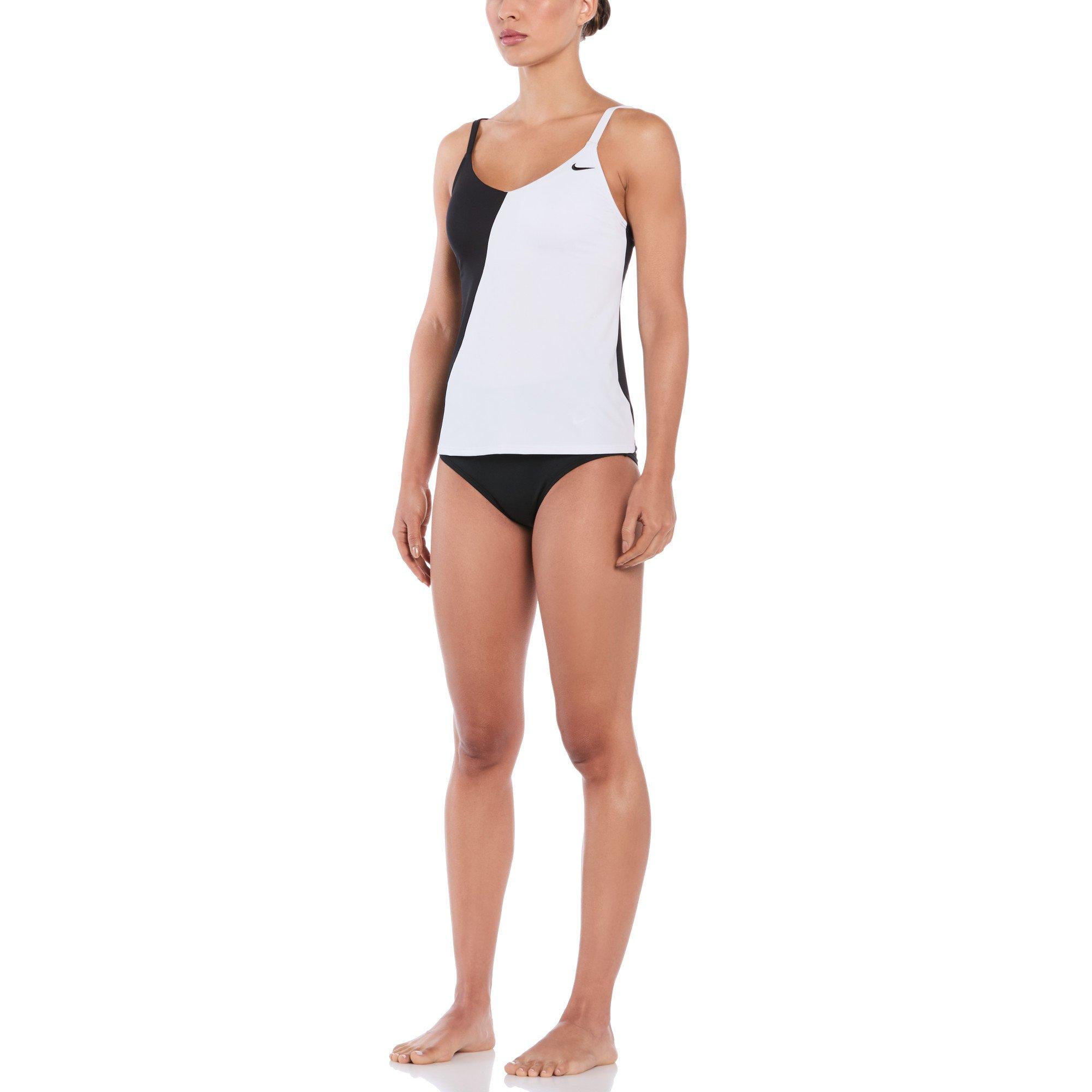 Nike Women's Swim Color Block V-Neck Tankini - BLACK/WHITE Thumbnail View 4