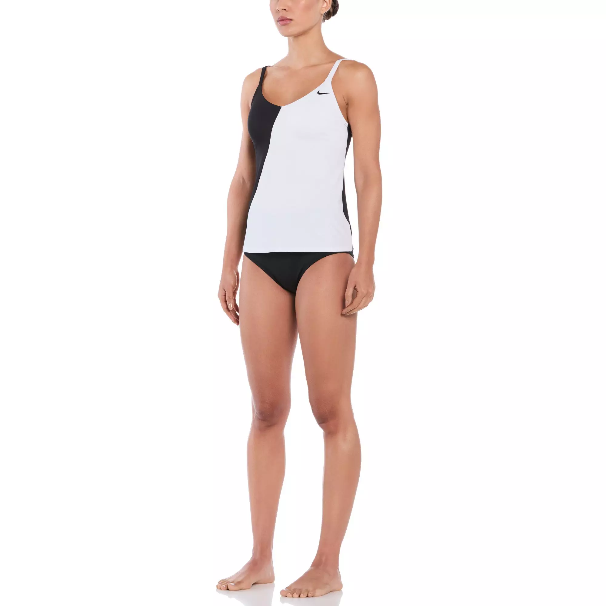 Nike Women's Swim Color Block V-Neck Tankini - BLACK/WHITE