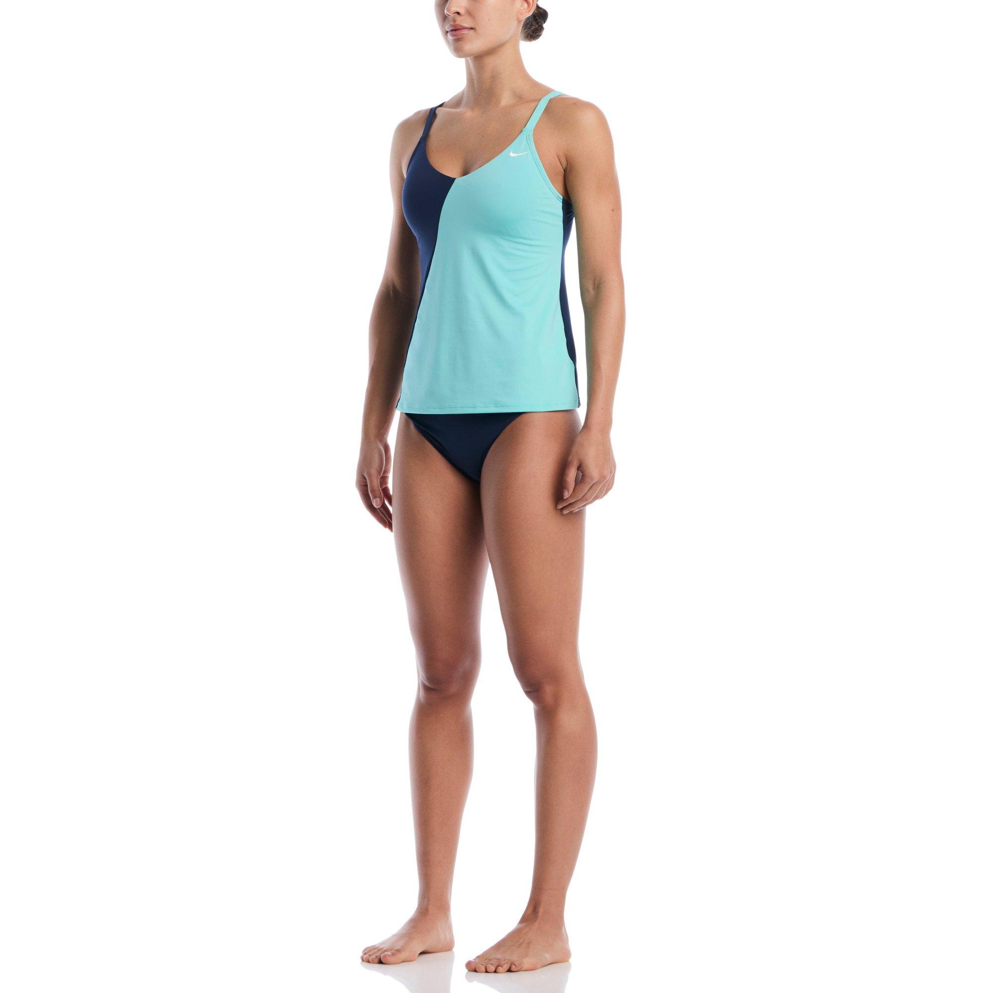 Nike Women's Swim Color Block V-Neck Tankini - NAVY/TEAL Thumbnail View 4