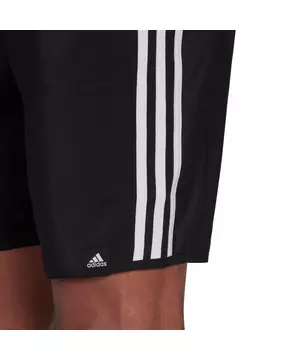adidas Swim 3 stripes swim shorts in black and white