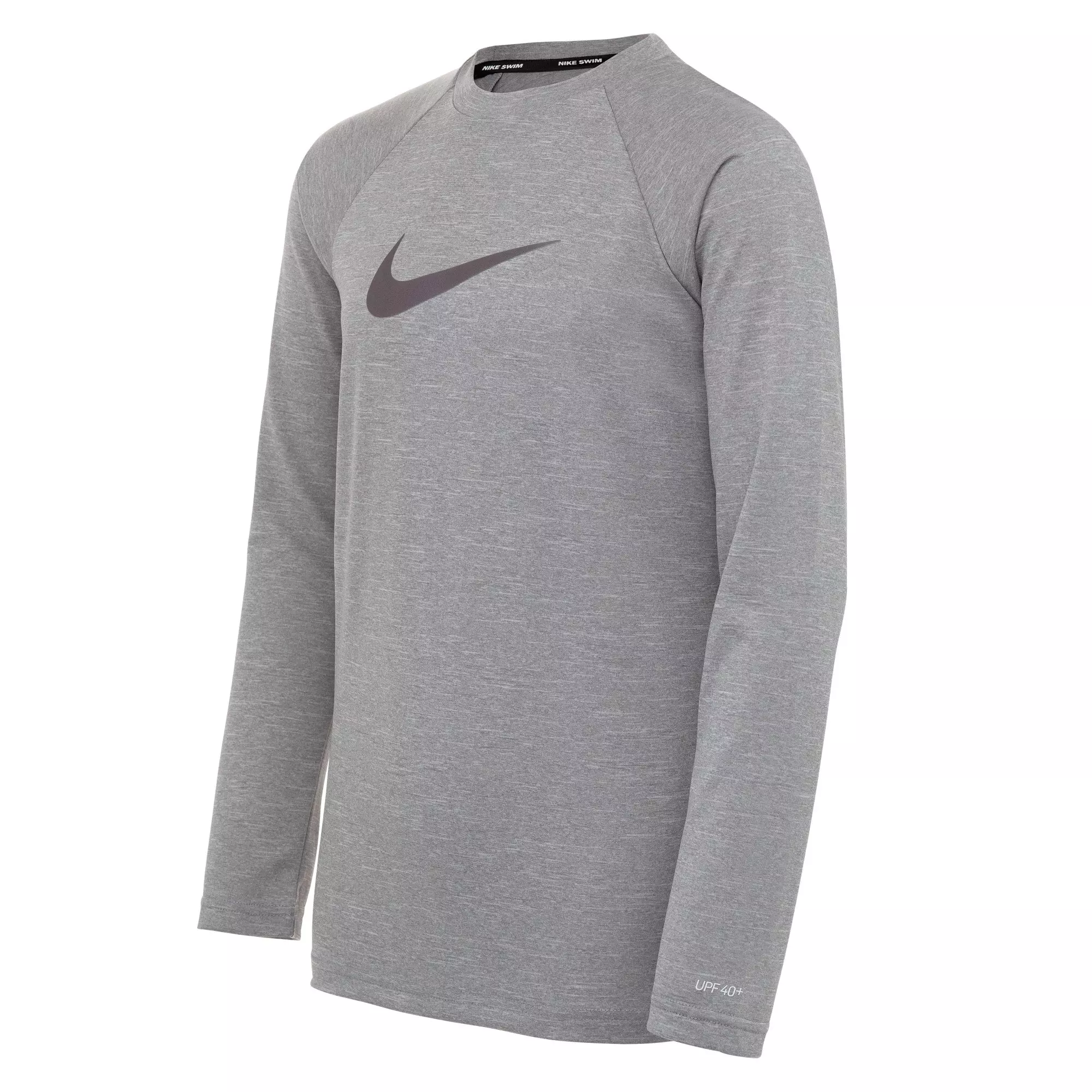 Nike Big Boys' Swim Hydroguard Heather Essentials Dri-FIT UV Long Sleeve Swim Top - GREY