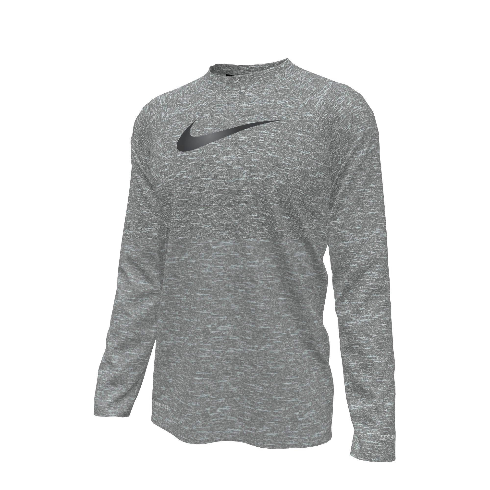 Nike Big Boys' Swim Hydroguard Heather Essentials Dri-FIT UV Long Sleeve Swim Top - GREY Thumbnail View 4