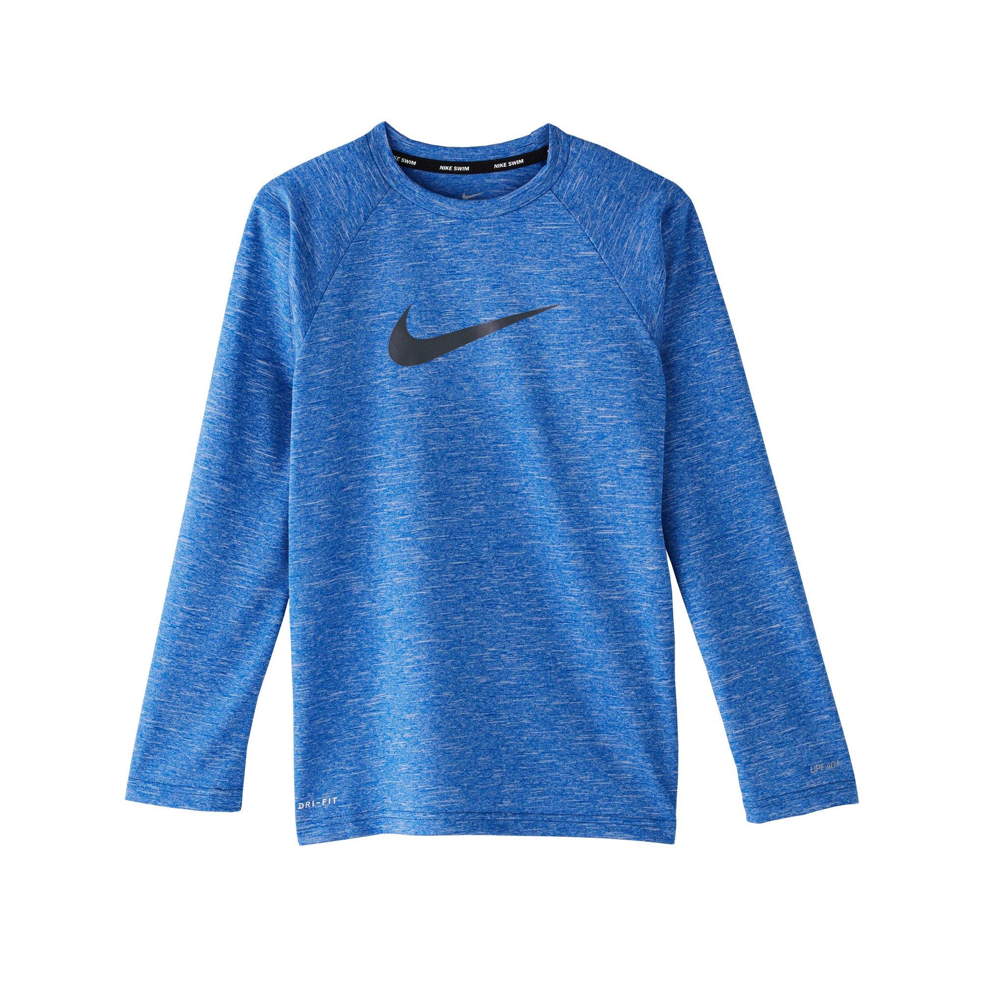 Nike Big Boys' Swim Hydroguard Heather Essentials Dri-FIT UV Long Sleeve Swim Top - ROYAL Thumbnail View 4