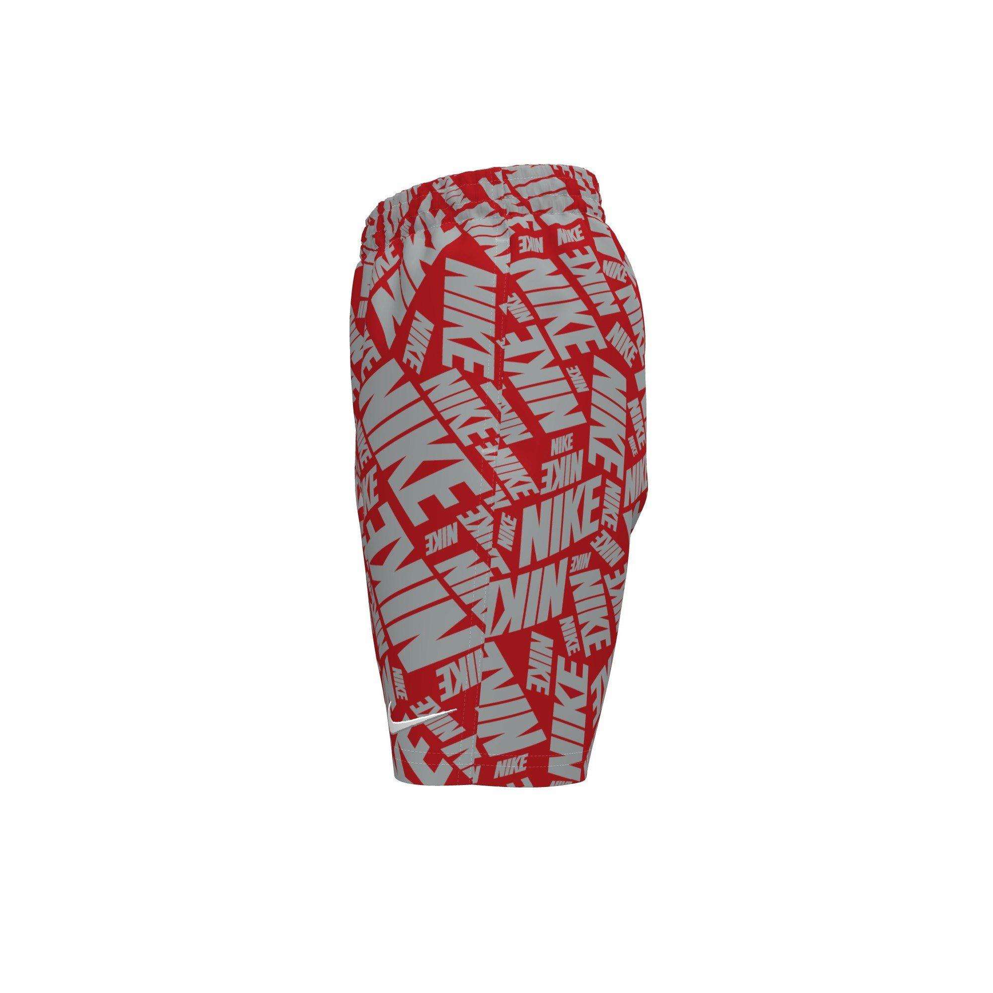 Nike Big Boys' Swim Breaker Block 7" Brief-Lined Volley Swim Shorts - RED Thumbnail View 3
