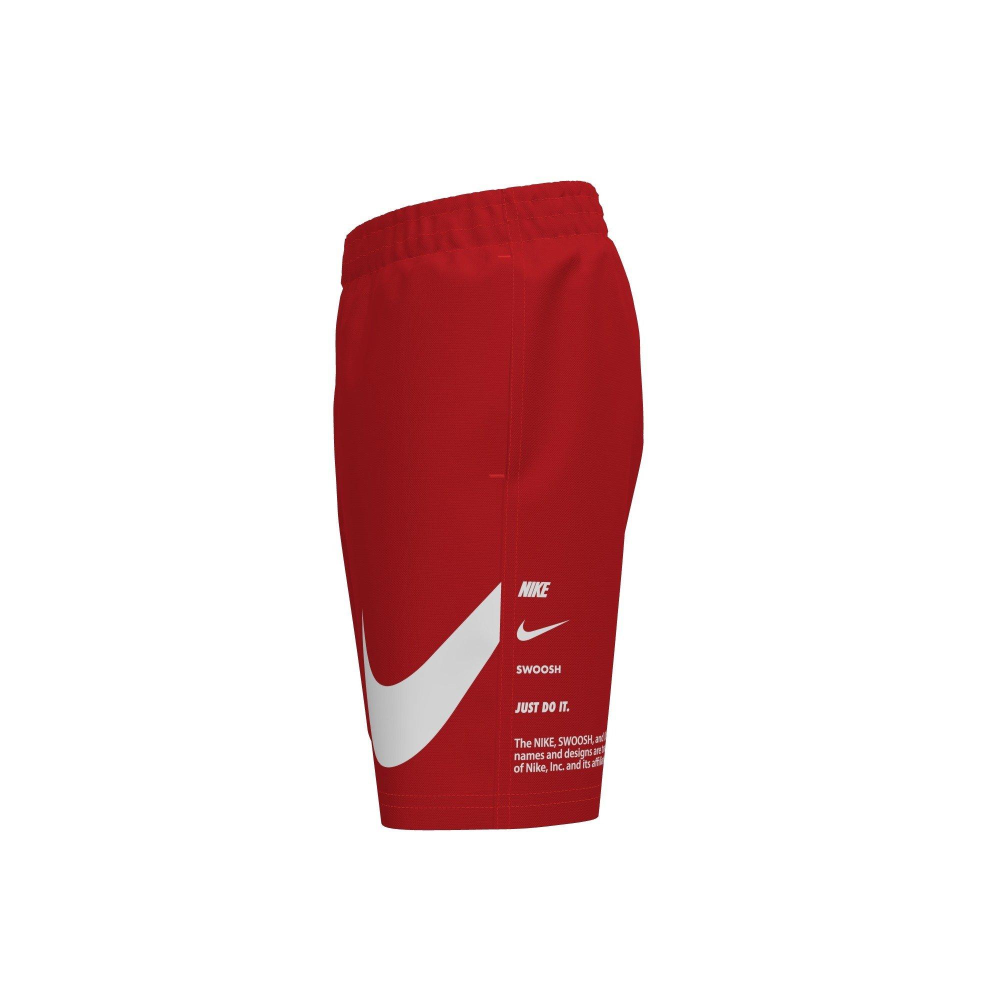 Nike Big Boys' Swim Breaker Specs 7" Brief-Lined Volley Swim Shorts - RED Thumbnail View 3