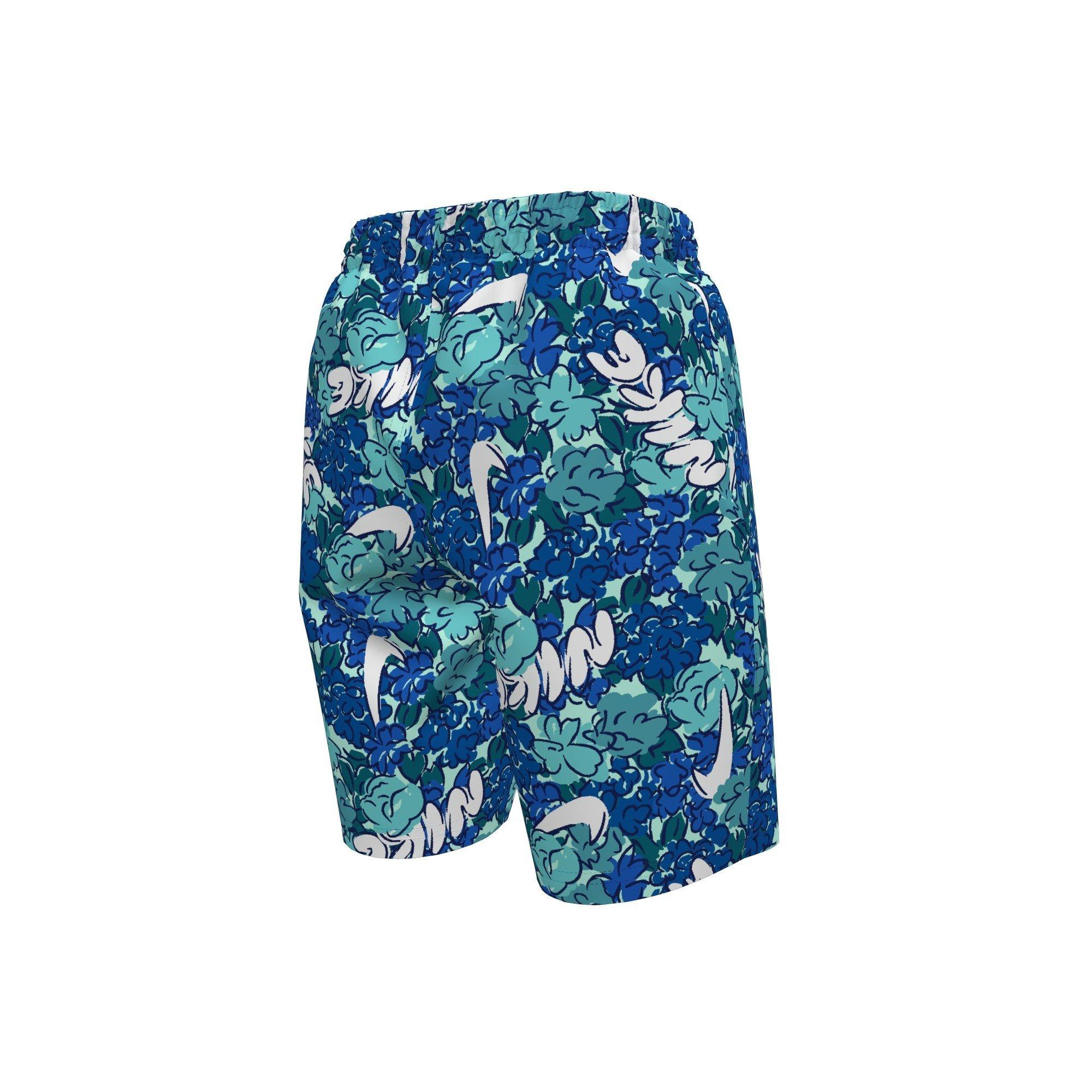 Nike Big Boys' Swim Breaker Floral 7" Brief-Lined Volley Swim Shorts - BLUE Thumbnail View 2