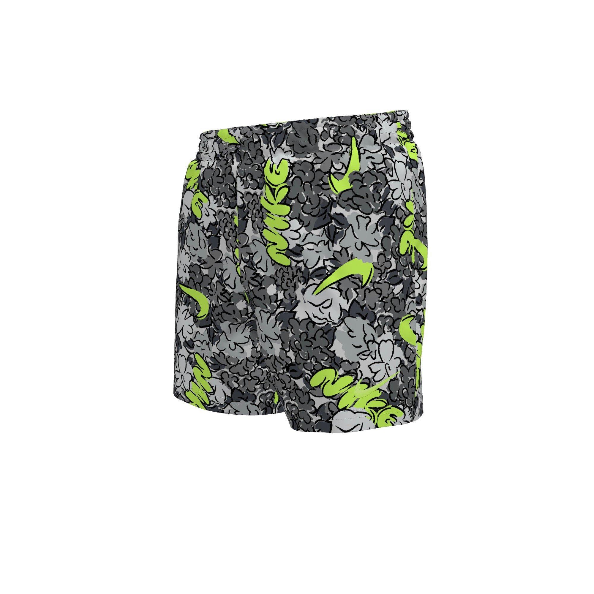 Nike Big Kids' Swim Breaker Floral 4" Brief-Lined Volley Swim Shorts - GREY Thumbnail View 1