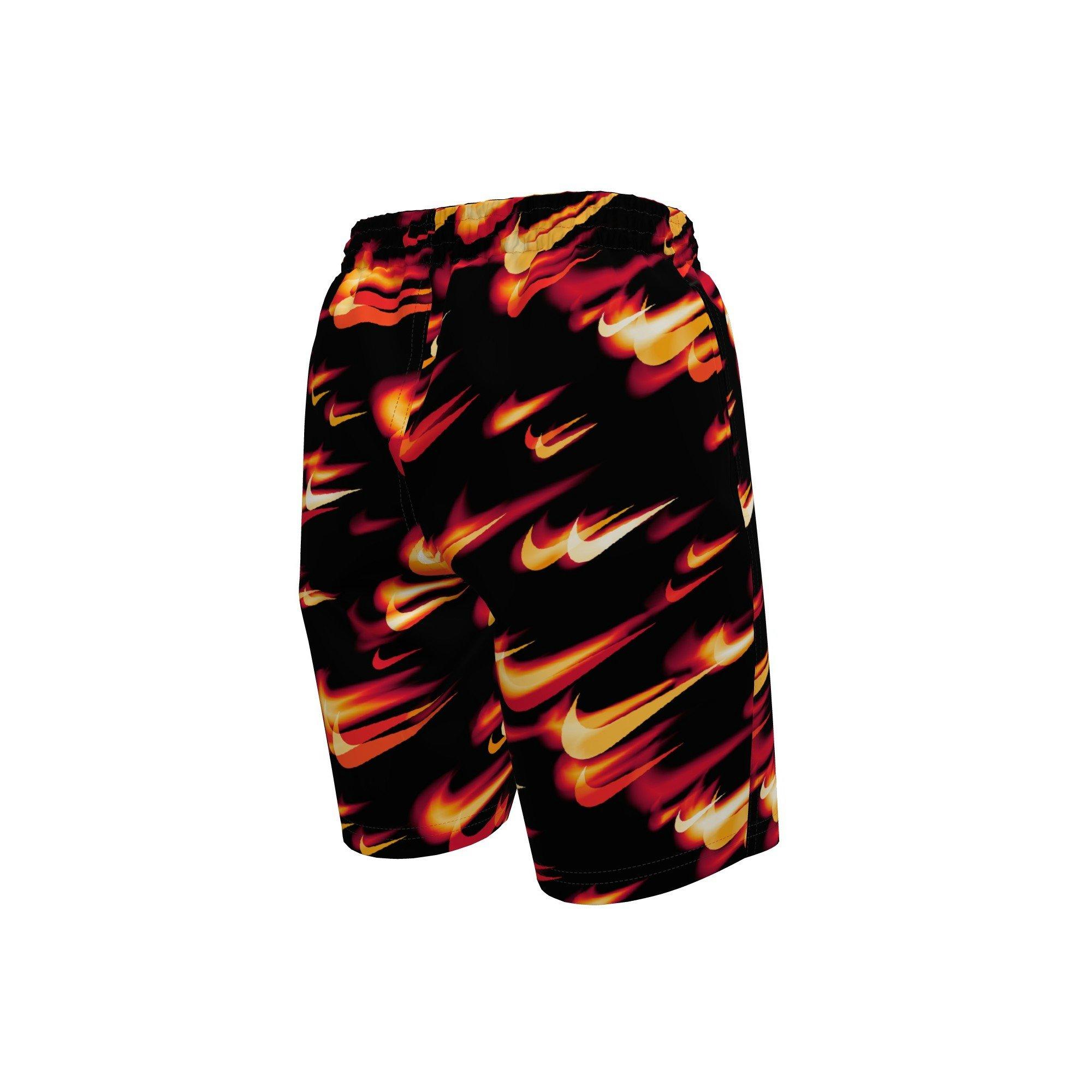 Nike Big Boys' Swim Breaker Asteroid Swoosh 7" Brief-Lined Volley Swim Shorts - RED Thumbnail View 2