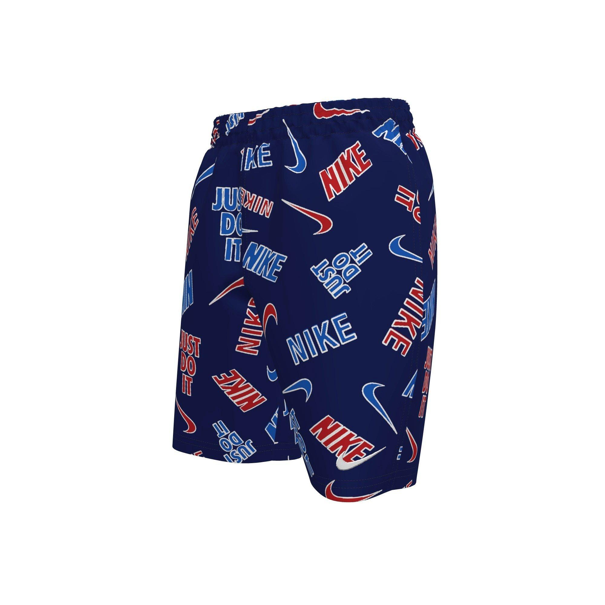 Nike Big Boys' Swim Breaker Outline 7" Brief-Lined Volley Swim Shorts - BLUE/RED Thumbnail View 1