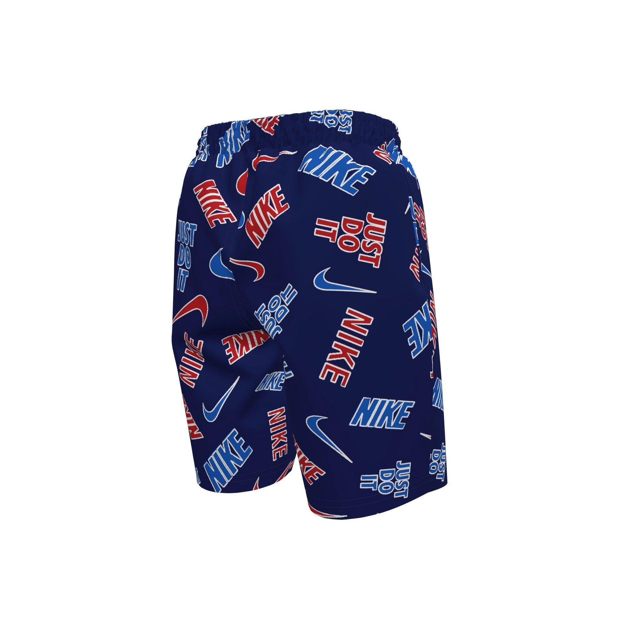 Nike Big Boys' Swim Breaker Outline 7" Brief-Lined Volley Swim Shorts - BLUE/RED Thumbnail View 2