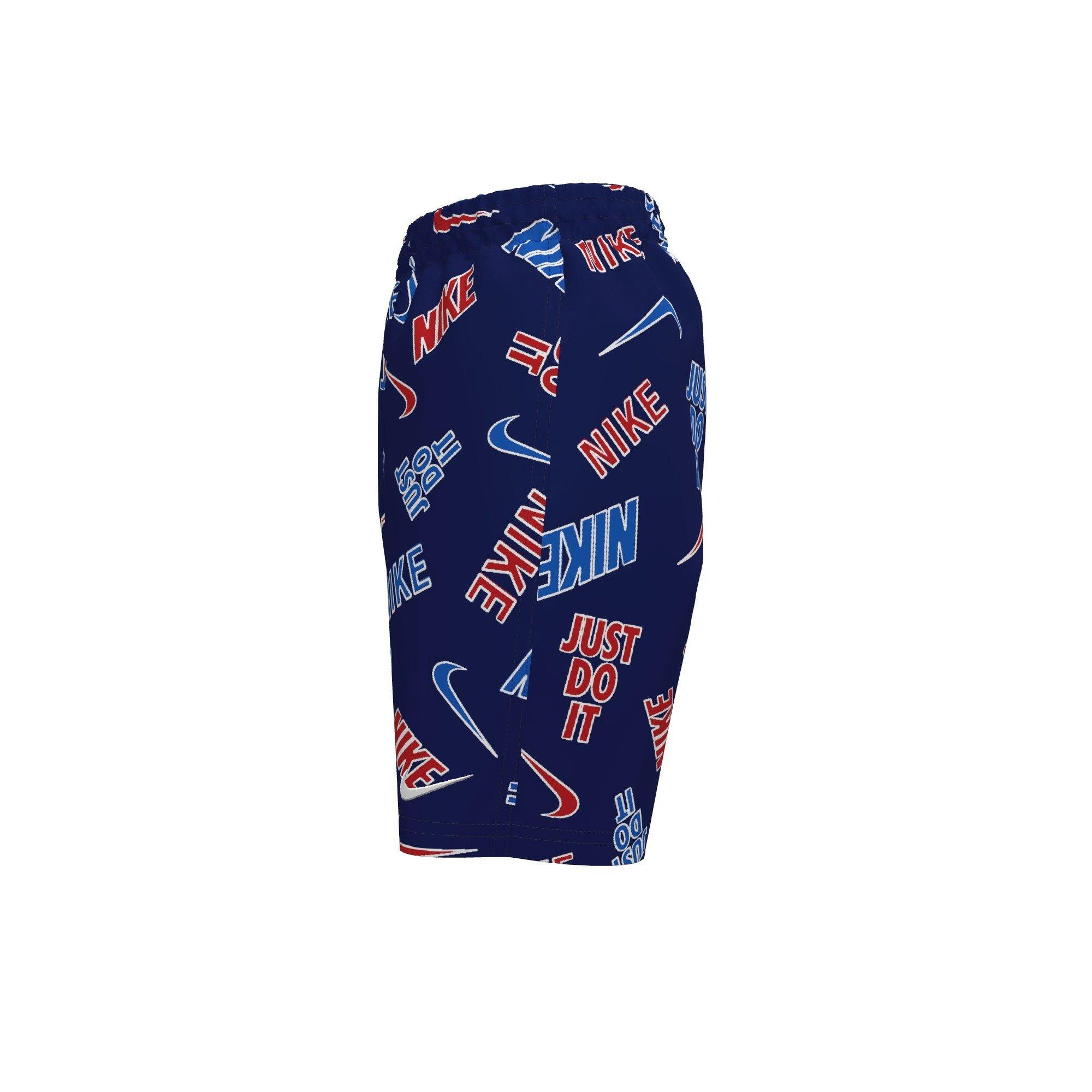 Nike Big Boys' Swim Breaker Outline 7" Brief-Lined Volley Swim Shorts - BLUE/RED Thumbnail View 3