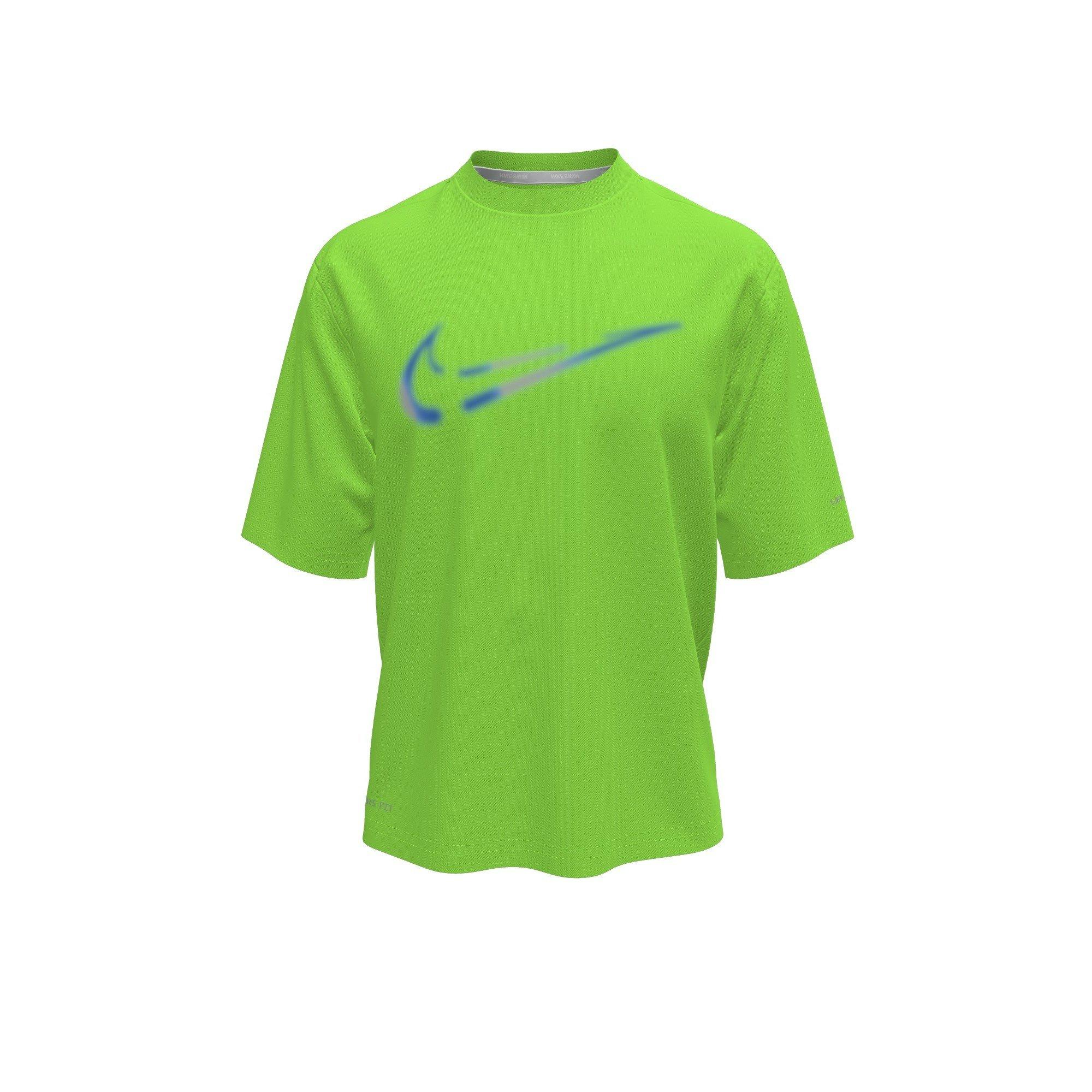 Nike Big Boys' Swim Hydroguard Swoosh Dri-FIT UV Short Sleeve Swim Top - LIME Thumbnail View 3