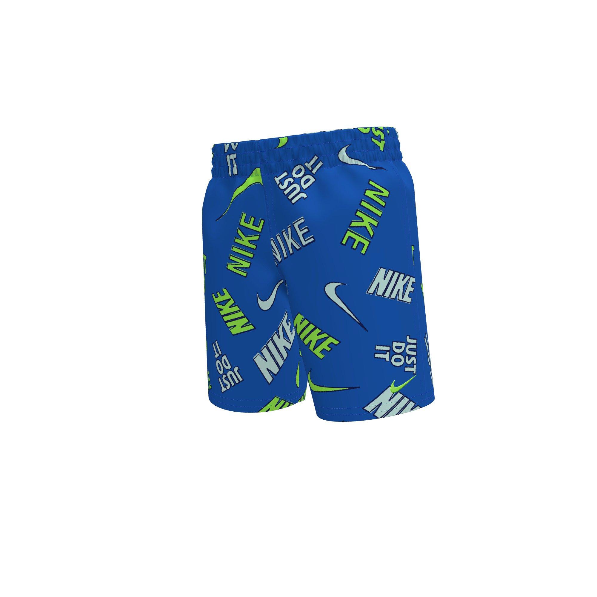Nike Little Boys' Swim Logo Long Sleeve Top and Short Swim Set - BLUE Thumbnail View 6