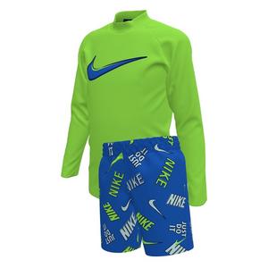Nike Little Boys' Swim Logo Long Sleeve Top and Short Swim Set
