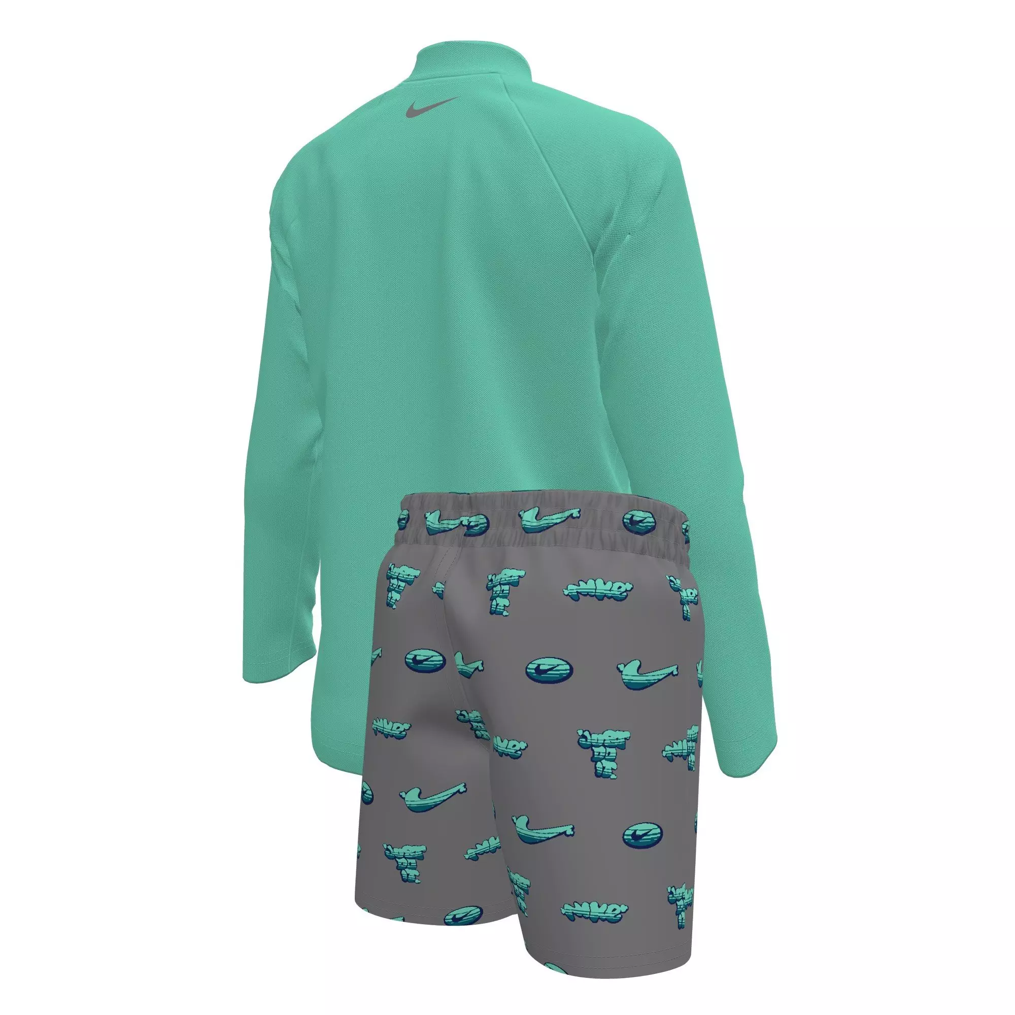Nike Little Boys' Swim Long Sleeve Top and Short Swim Set - TURQUOISE