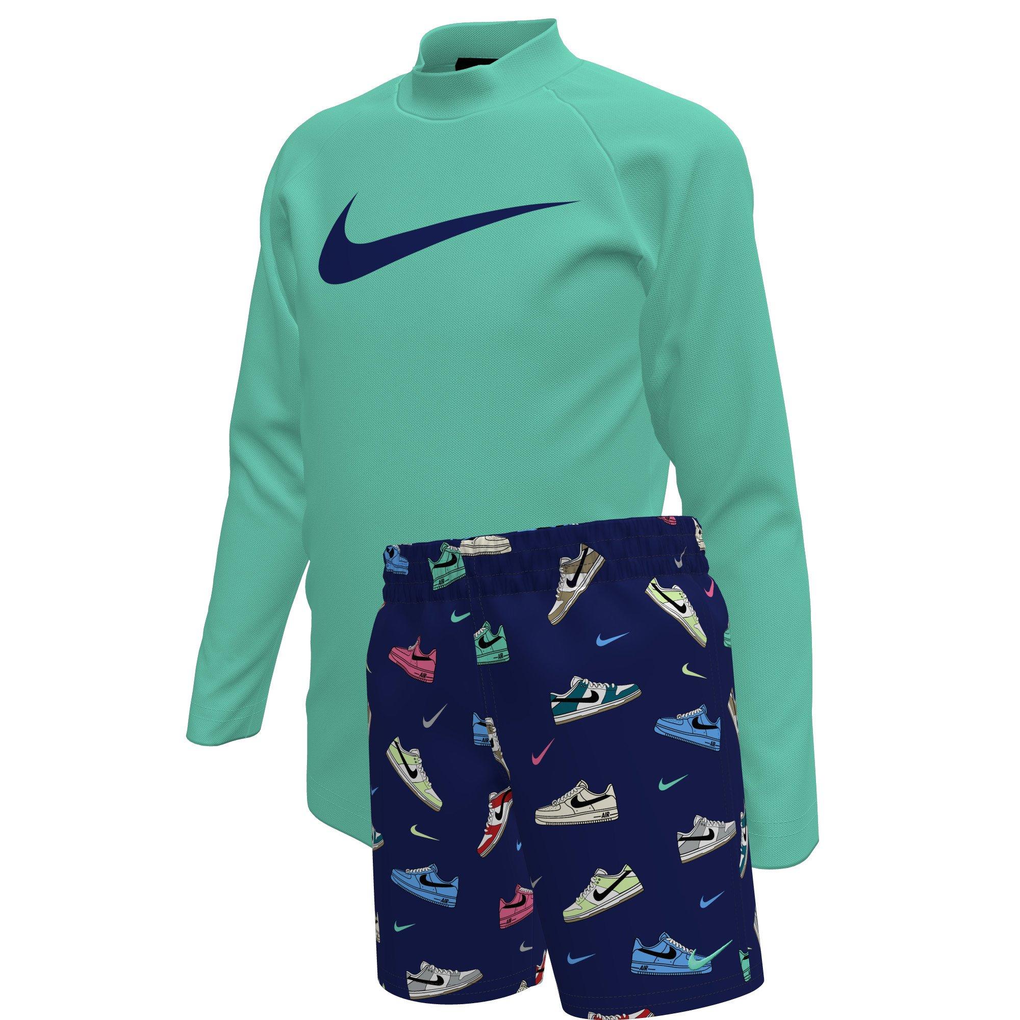 Nike Little Boys' Swim Kicks Long Sleeve Top and Short Swim Set - NAVY Thumbnail View 1