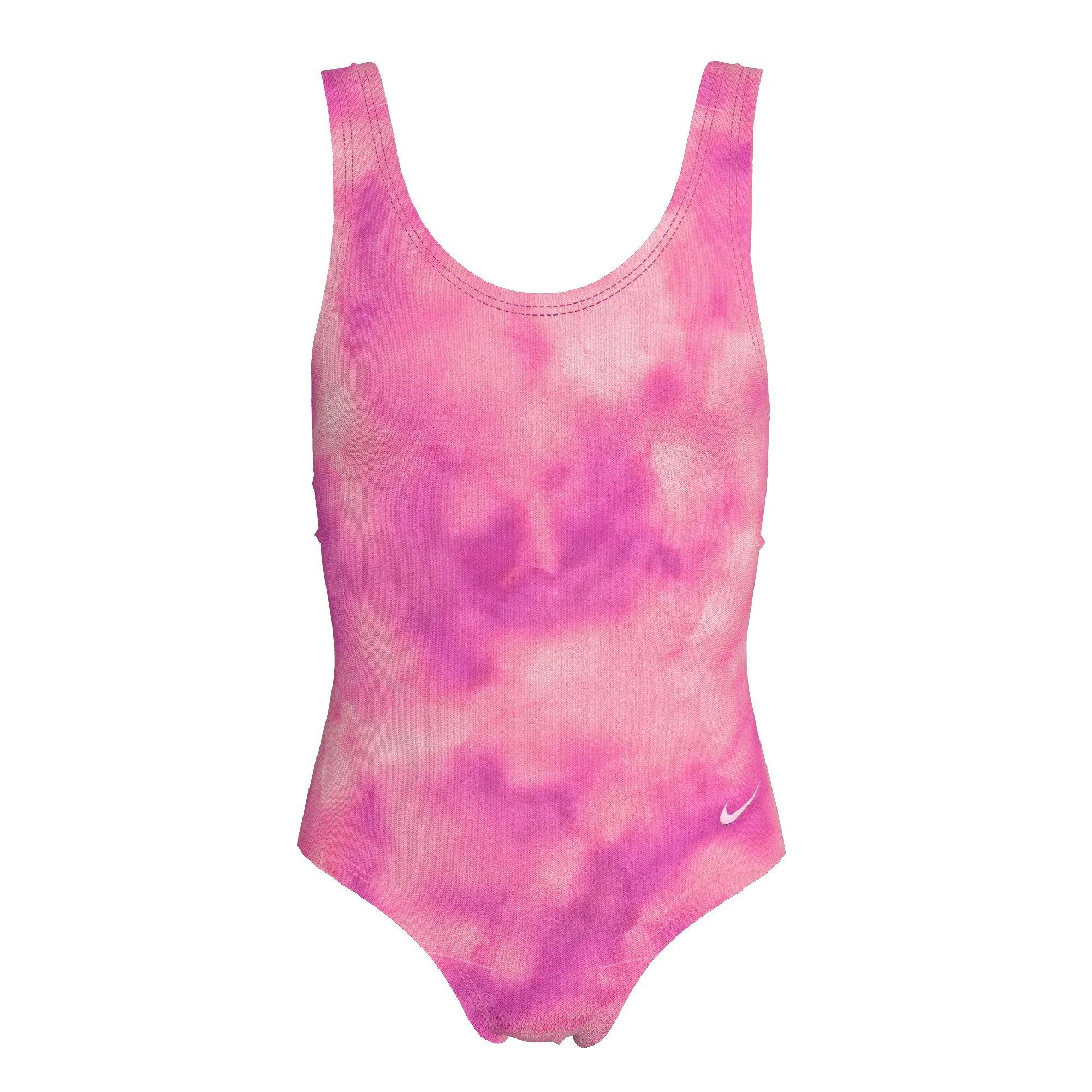 Nike Big Girls' Swim Aquatic Awe U-Back One Piece Swimsuit - PINK Thumbnail View 3