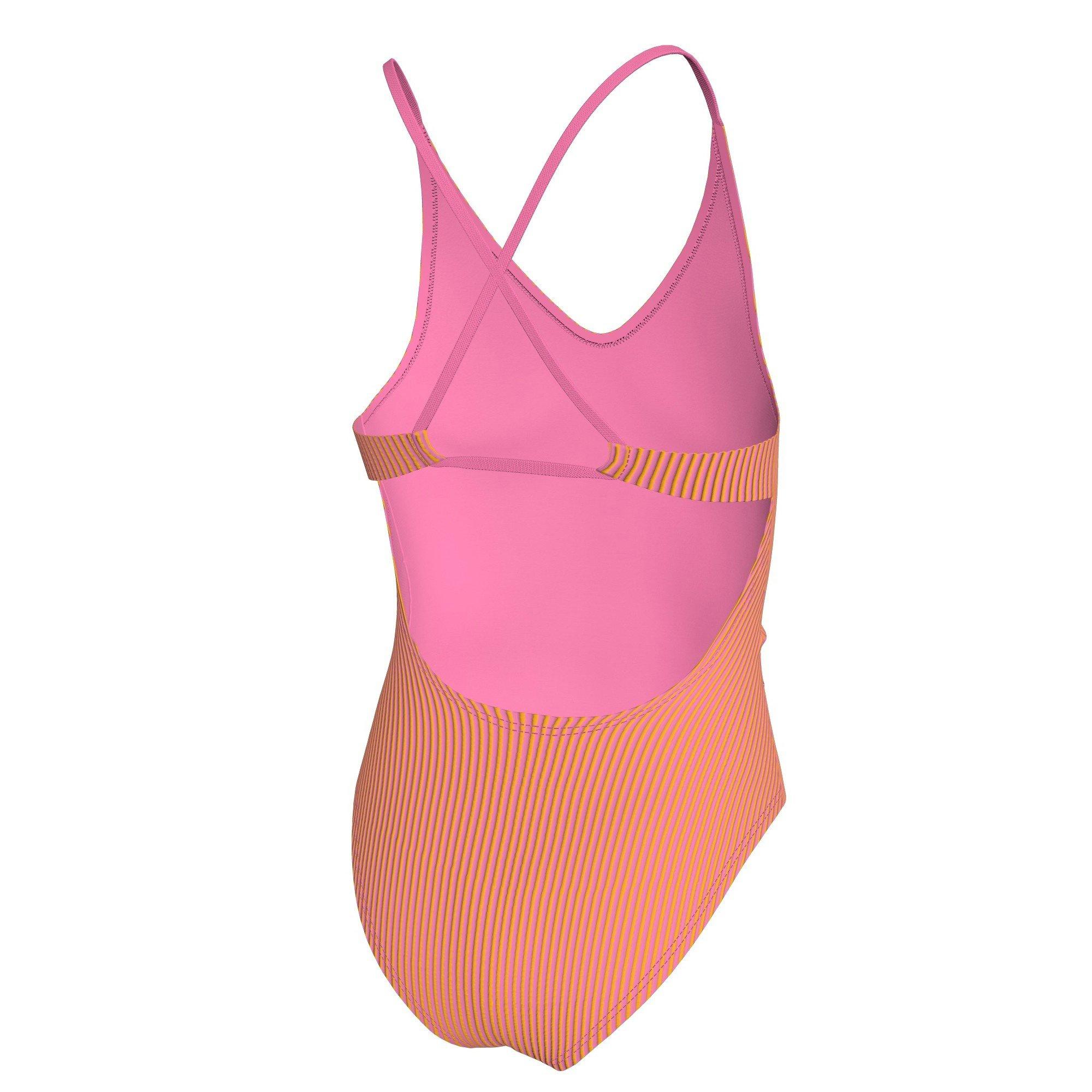 Nike Big Girls' Swim Ripple Texture Lace Up One Piece Swimsuit - PINK Thumbnail View 2